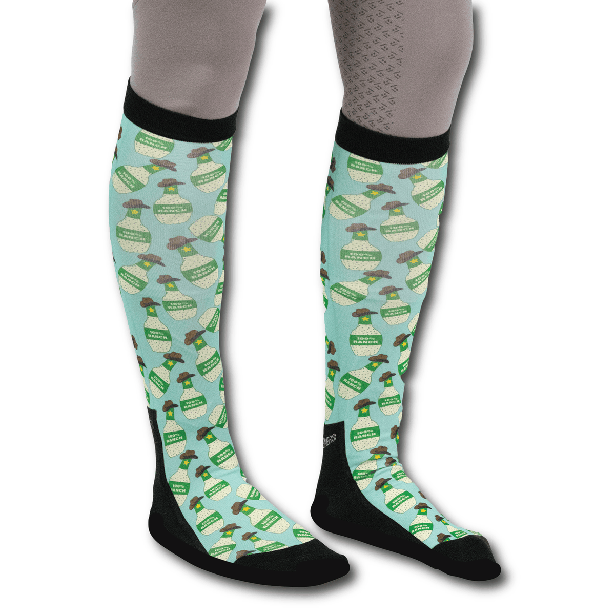 100% Ranch Pair & A Spare Socks black top boot socks in pack of three with flat-seam toe and breathable knit