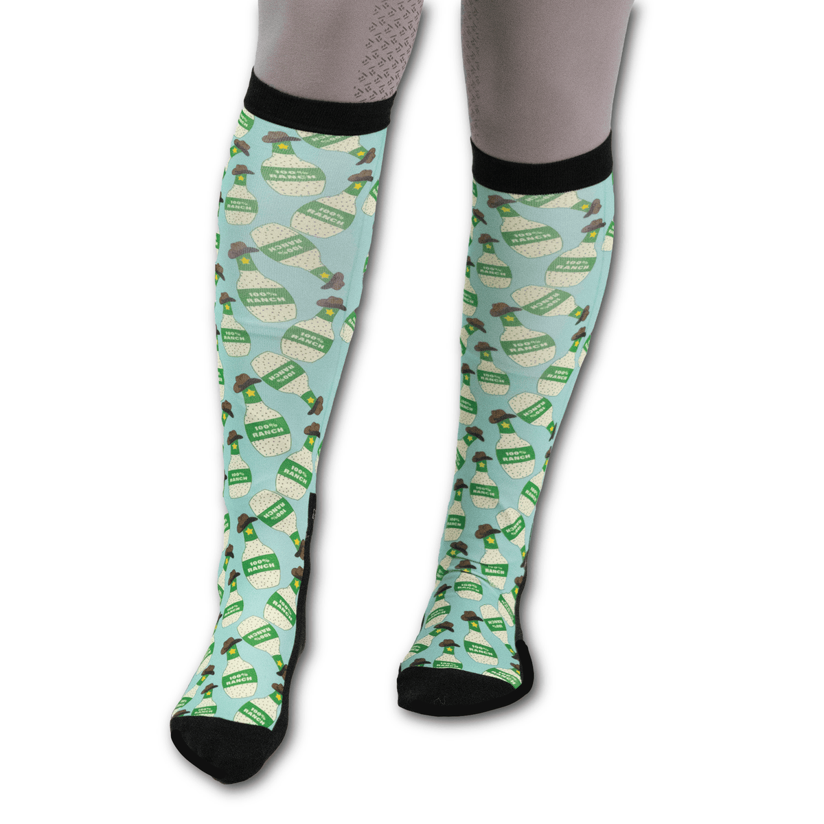 100% Ranch Pair & A Spare Socks pack of three black top boot socks with smooth seam and breathable knit