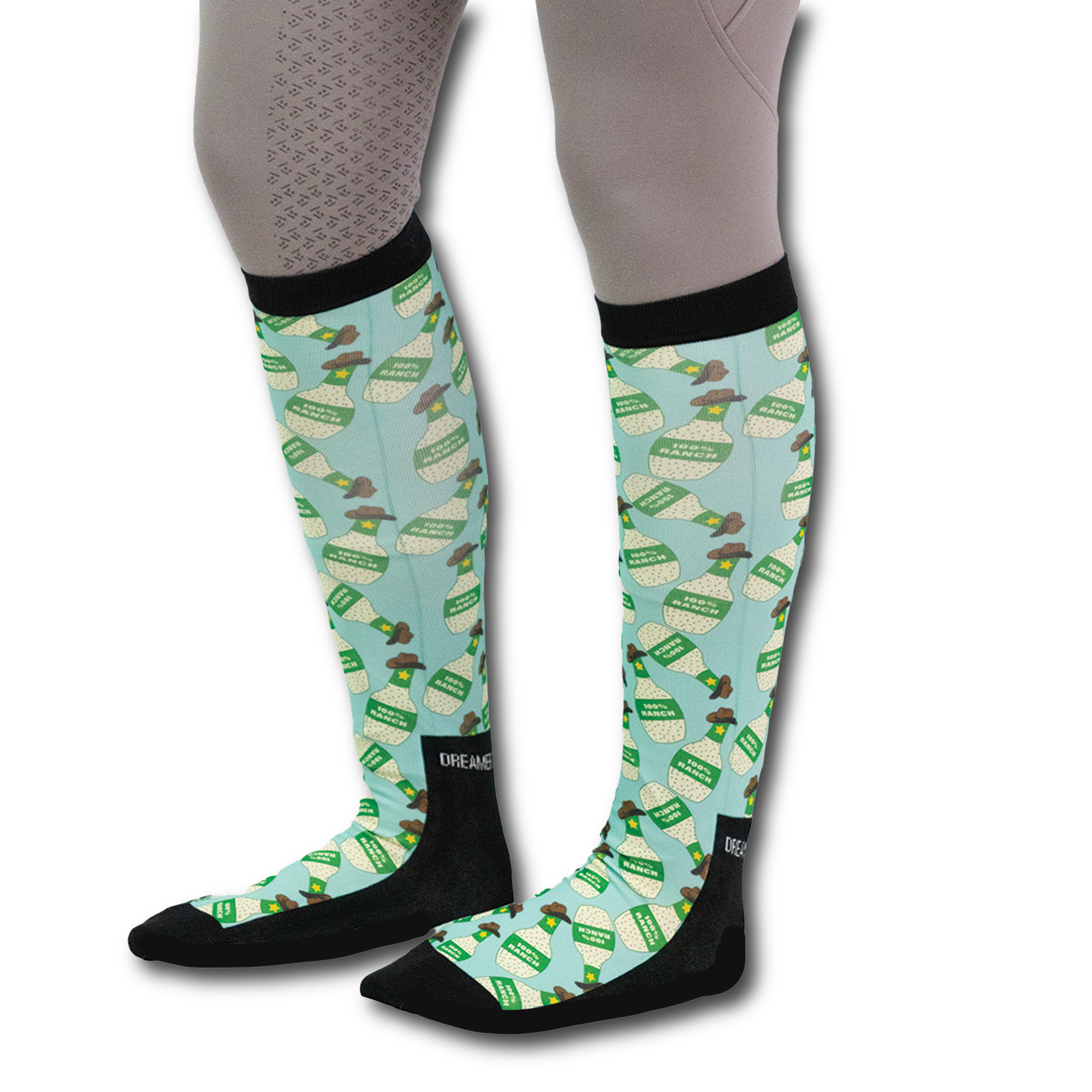 100% Ranch Pair & A Spare Socks black top boot socks with smooth flat-seam toe and breathable knit sold in three-pack