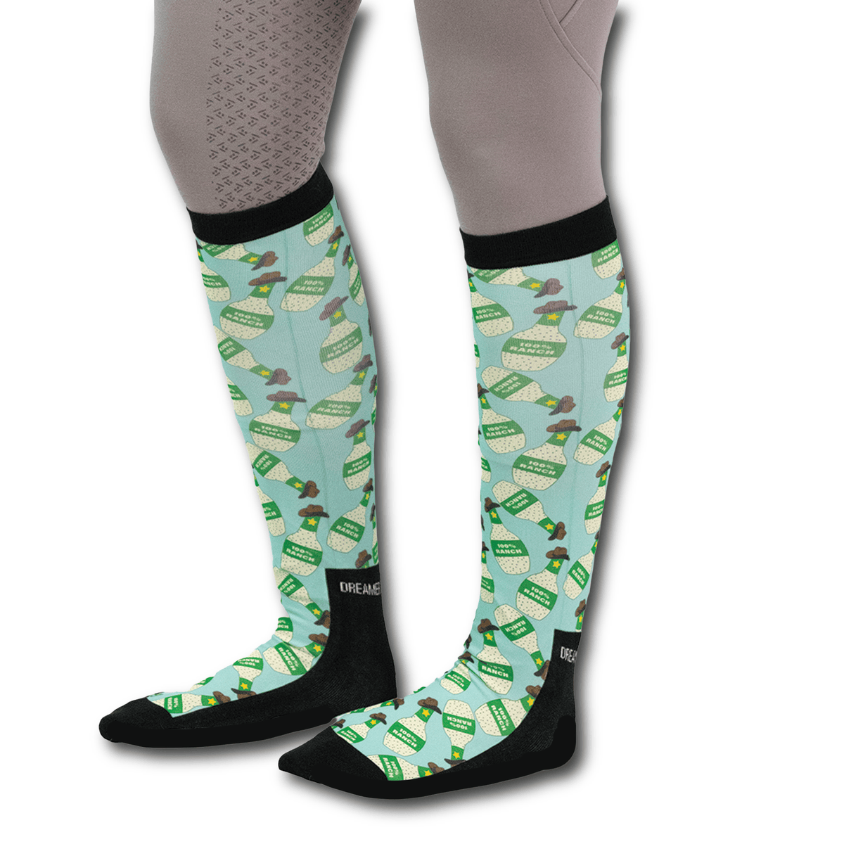 100% Ranch Pair & A Spare Socks black top boot socks with smooth flat-seam toe and breathable knit sold in three-pack
