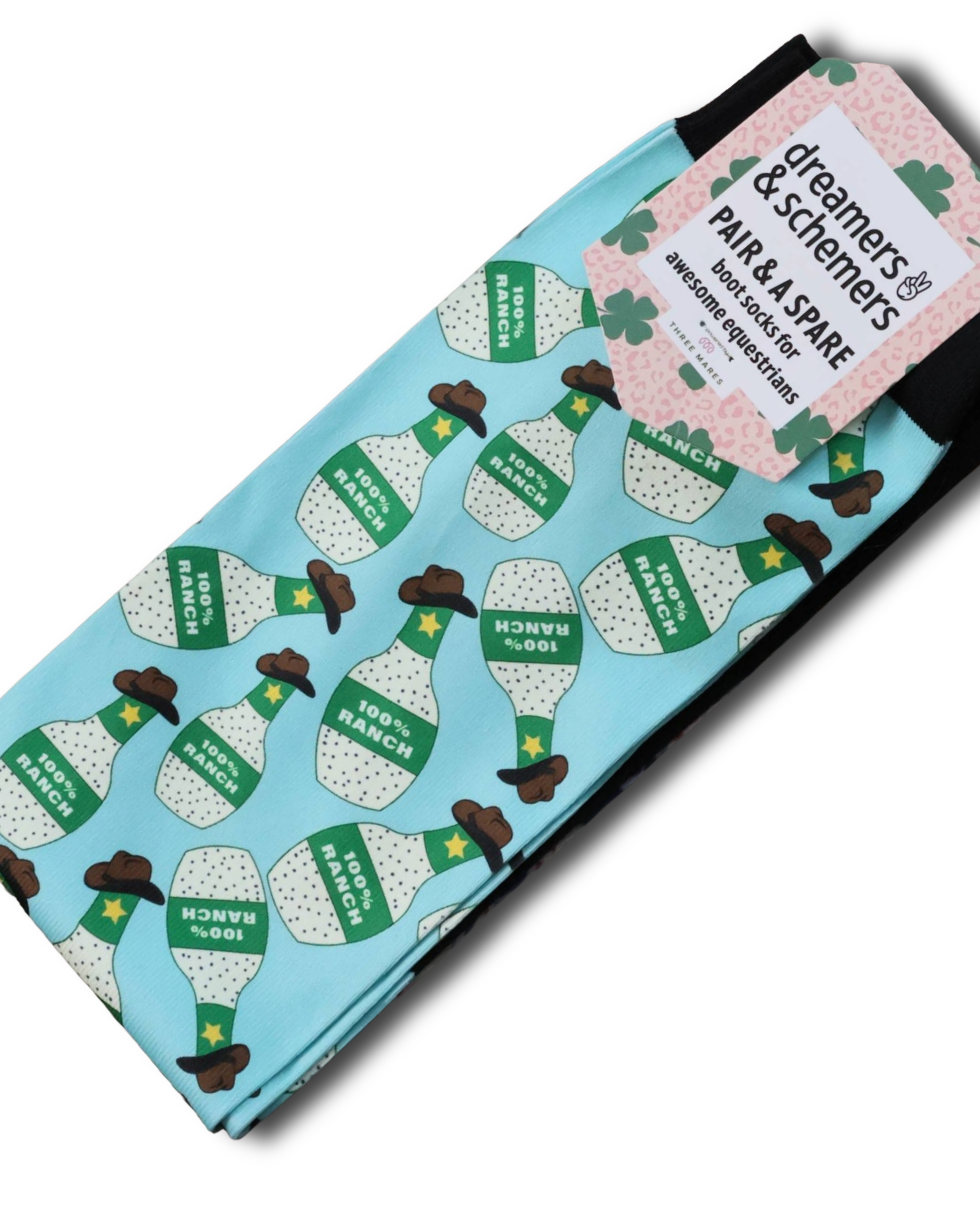 100% Ranch Pair & A Spare Socks black boot socks in pack of three with flat-seam toe and soft breathable knit