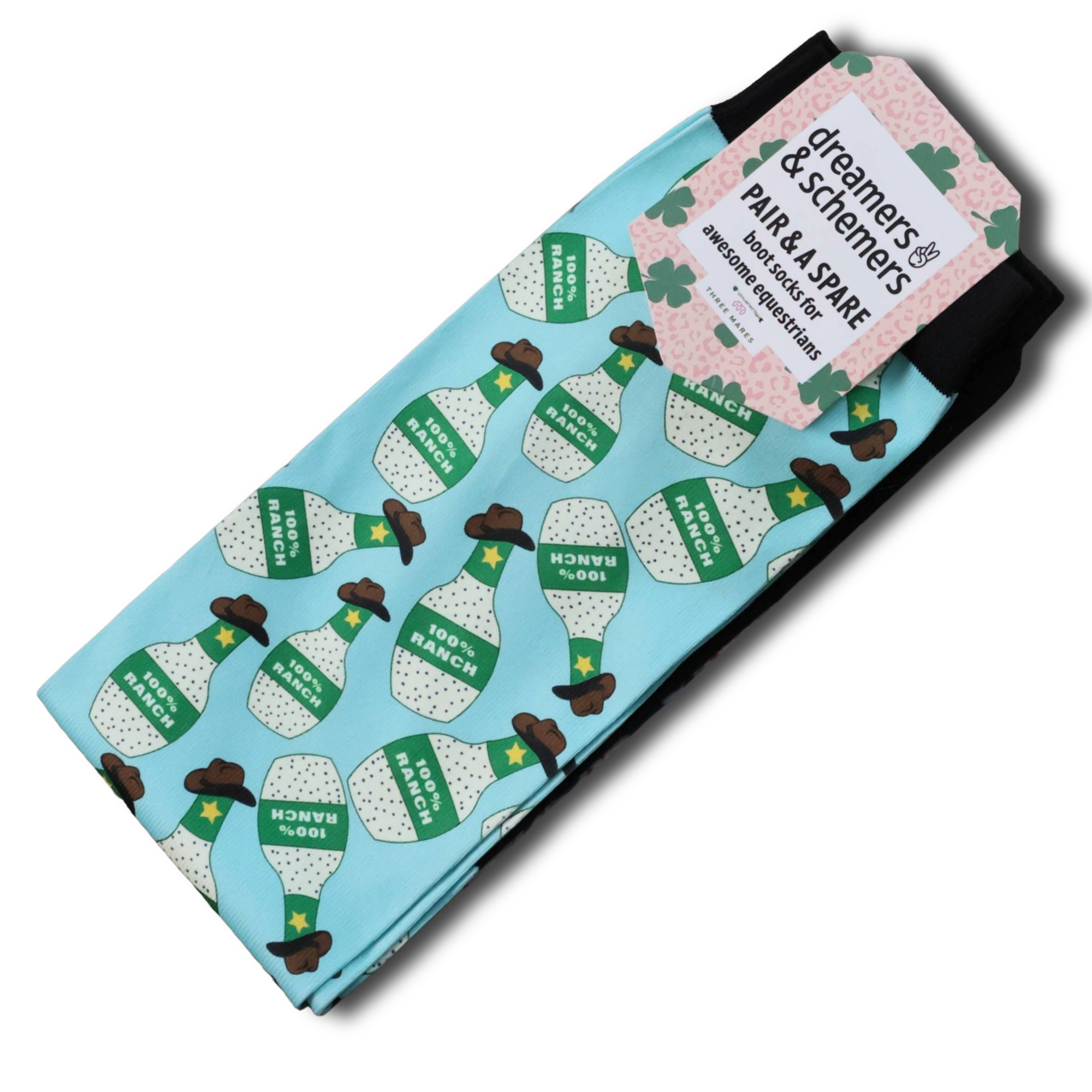 100% Ranch Pair & A Spare Socks black boot socks in pack of three with flat-seam toe and soft breathable knit