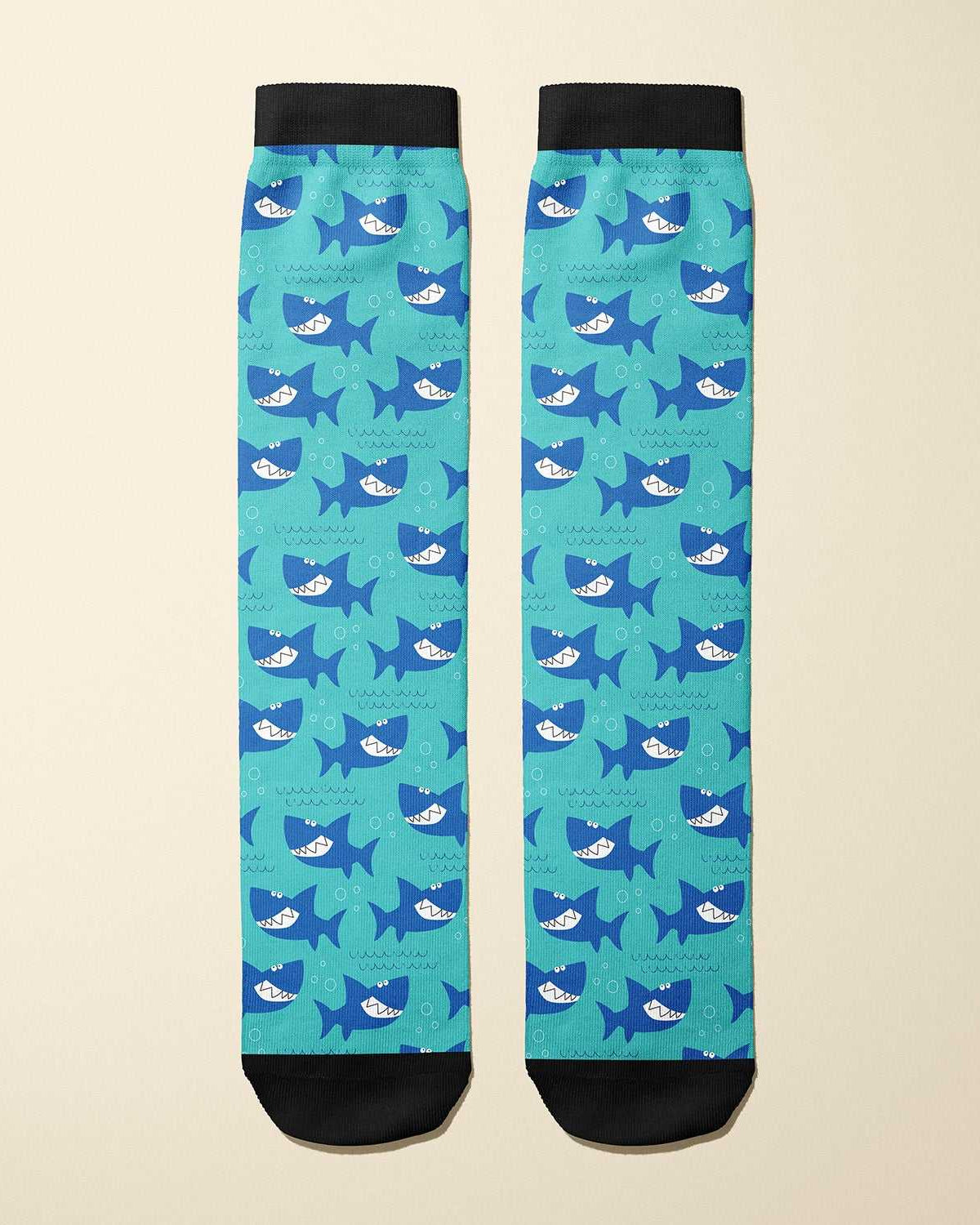 Limited edition Bruce 2017 boot socks with friendly shark grin, made in USA, soft and stretchy for equestrians