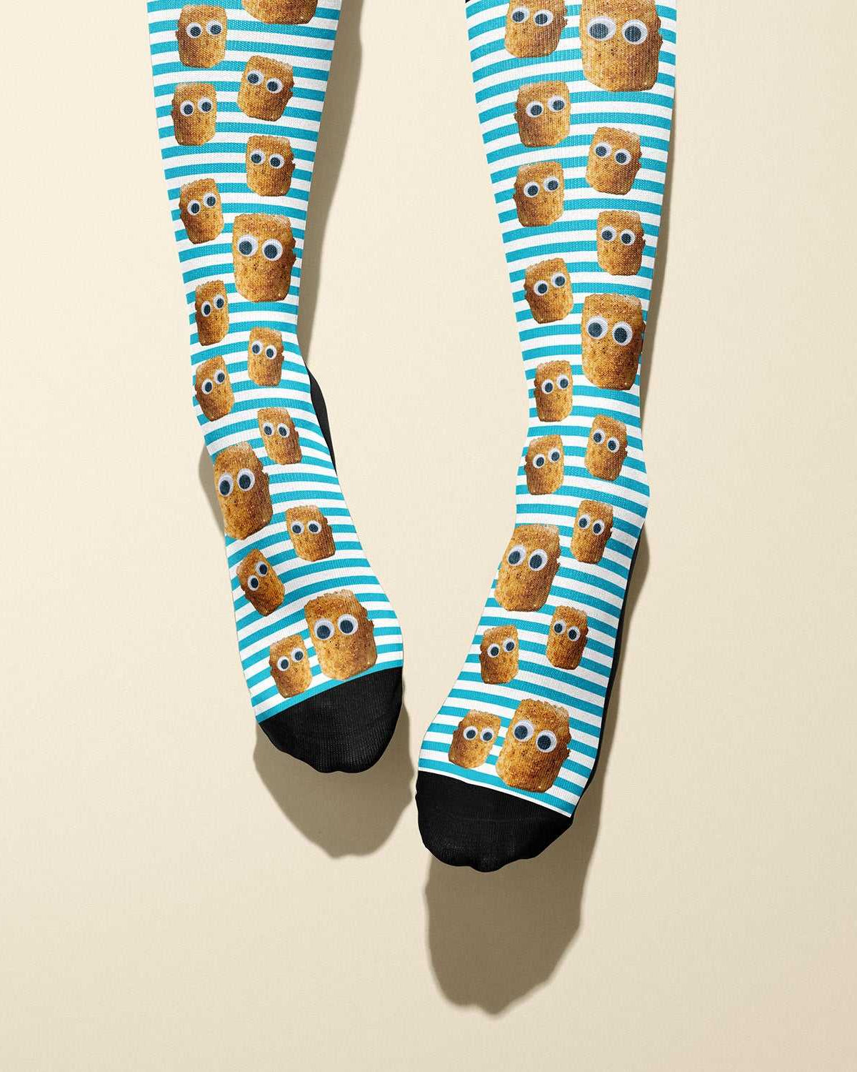 Limited edition Tater Tot 2018 boot socks with tater tot design, soft and stretchy, made in USA for equestrians