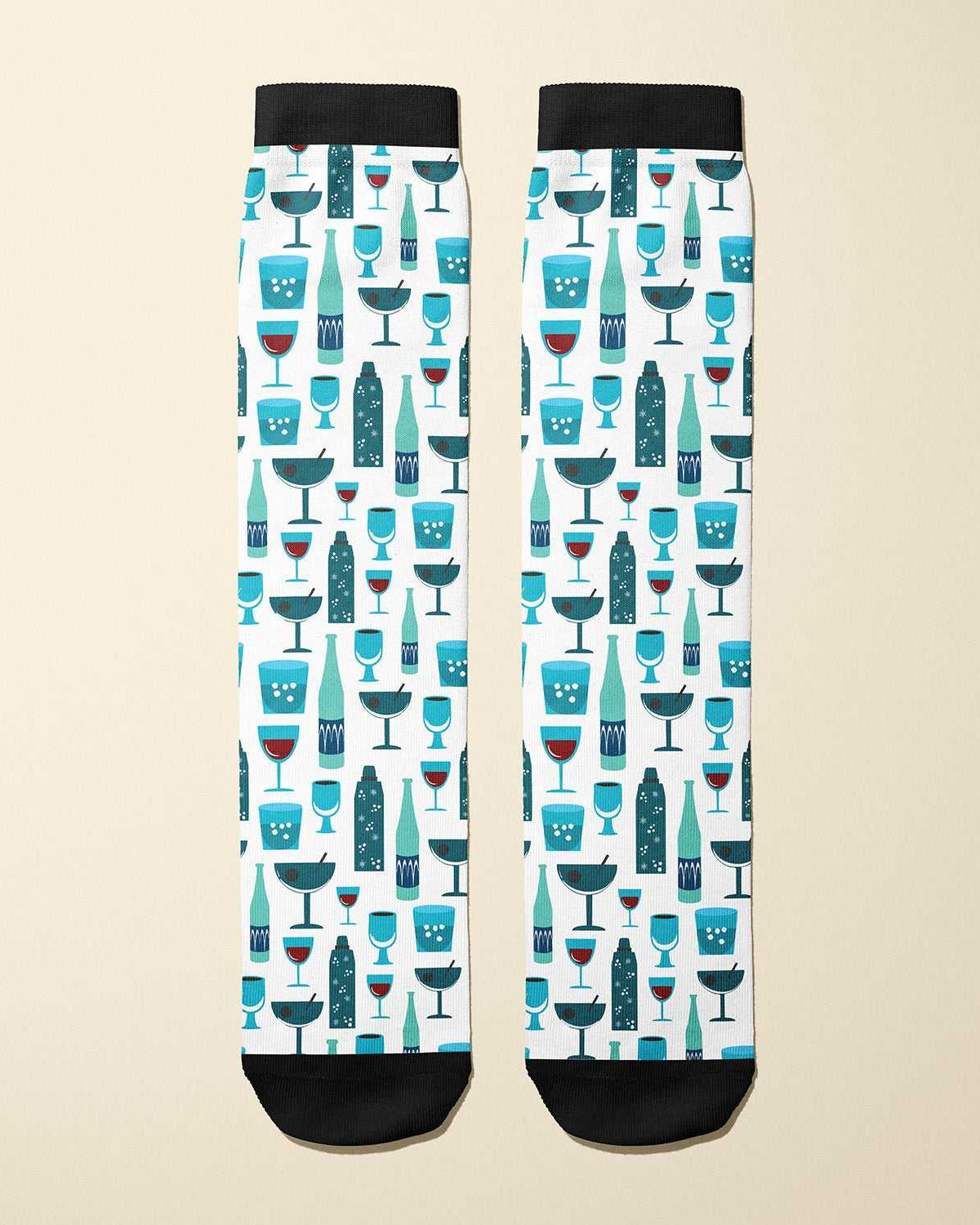 Limited edition 5 O'Clock Somewhere boot socks with drink glass motif, made in USA for equestrians