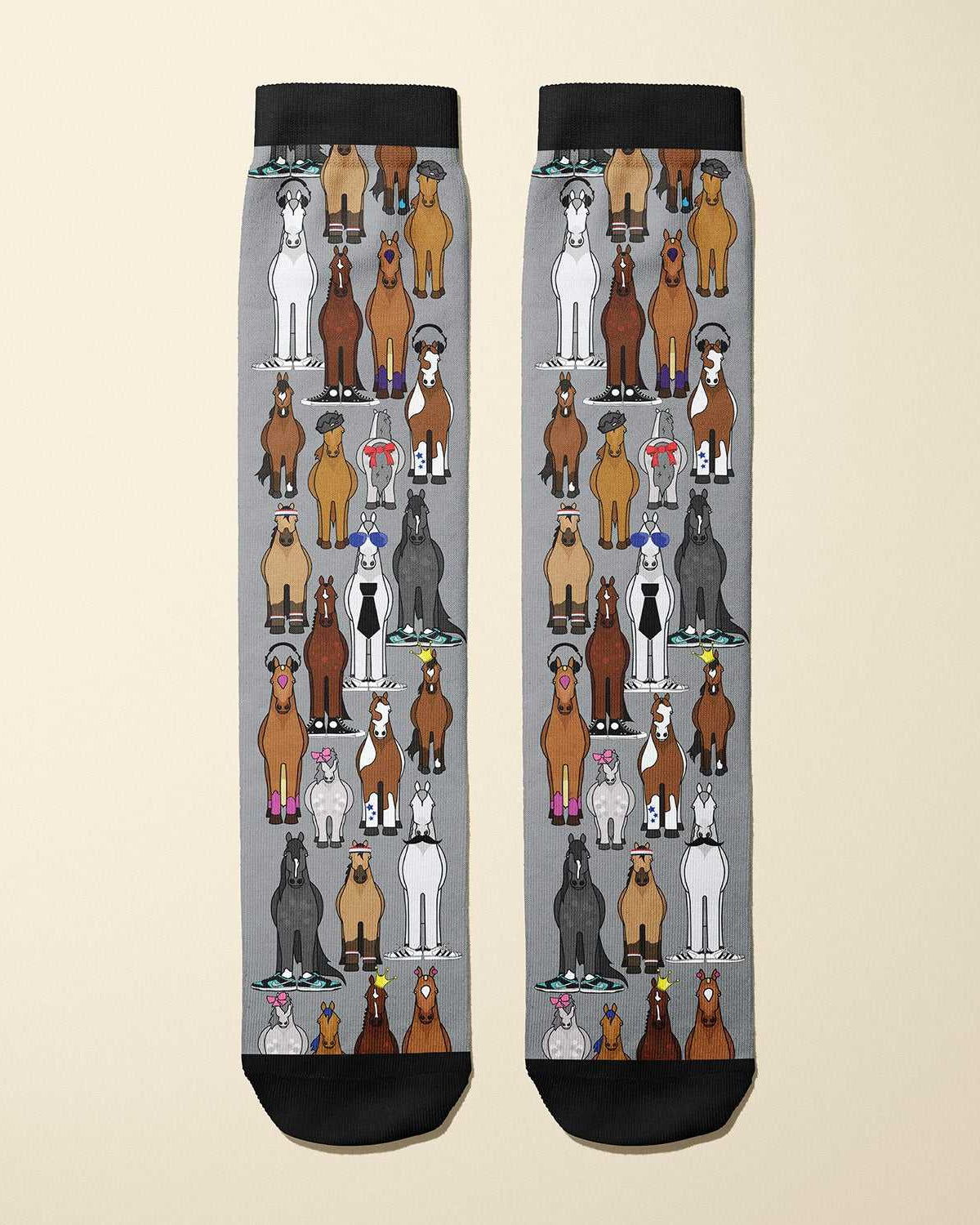 10th Anniversary Limited Edition Spring Fam boot socks featuring stylish horse designs, made in the USA