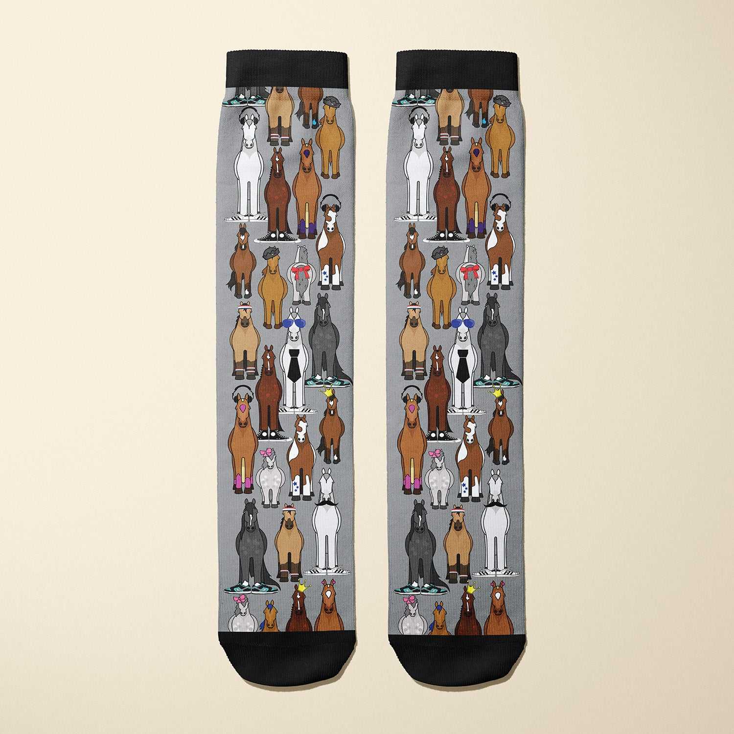 10th Anniversary Limited Edition Spring Fam boot socks featuring stylish horse designs, made in the USA