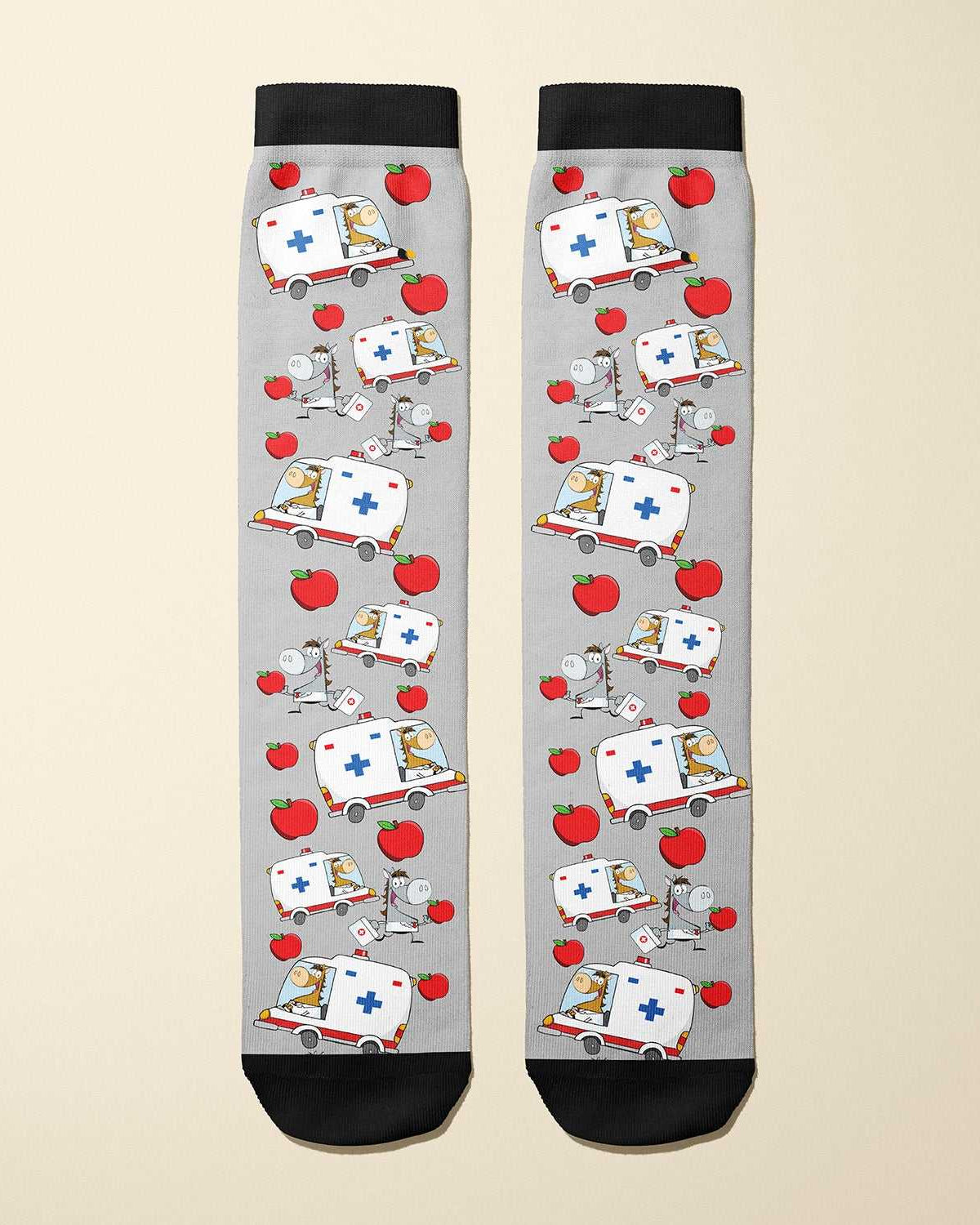 Limited edition An Apple A Day 2020 boot socks with apple and ambulance design