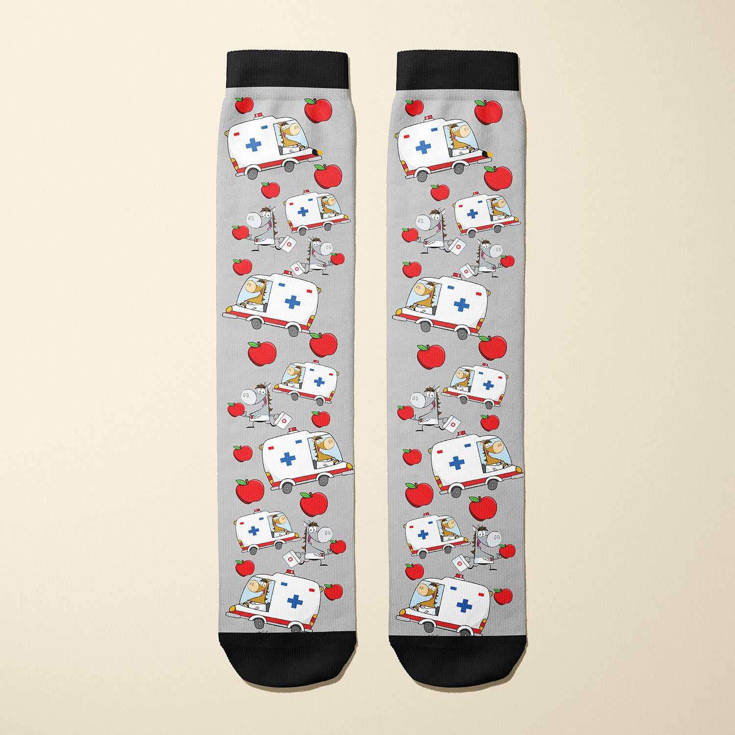 Limited edition An Apple A Day 2020 boot socks with apple and ambulance design