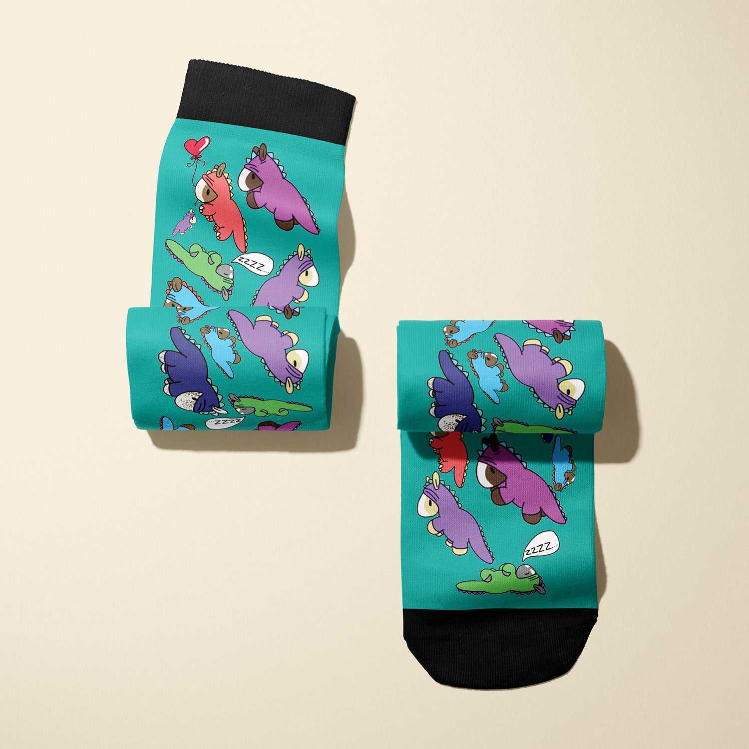 Limited edition Dino Snore 2020 boot socks with dinosaur pajamas design for equestrians