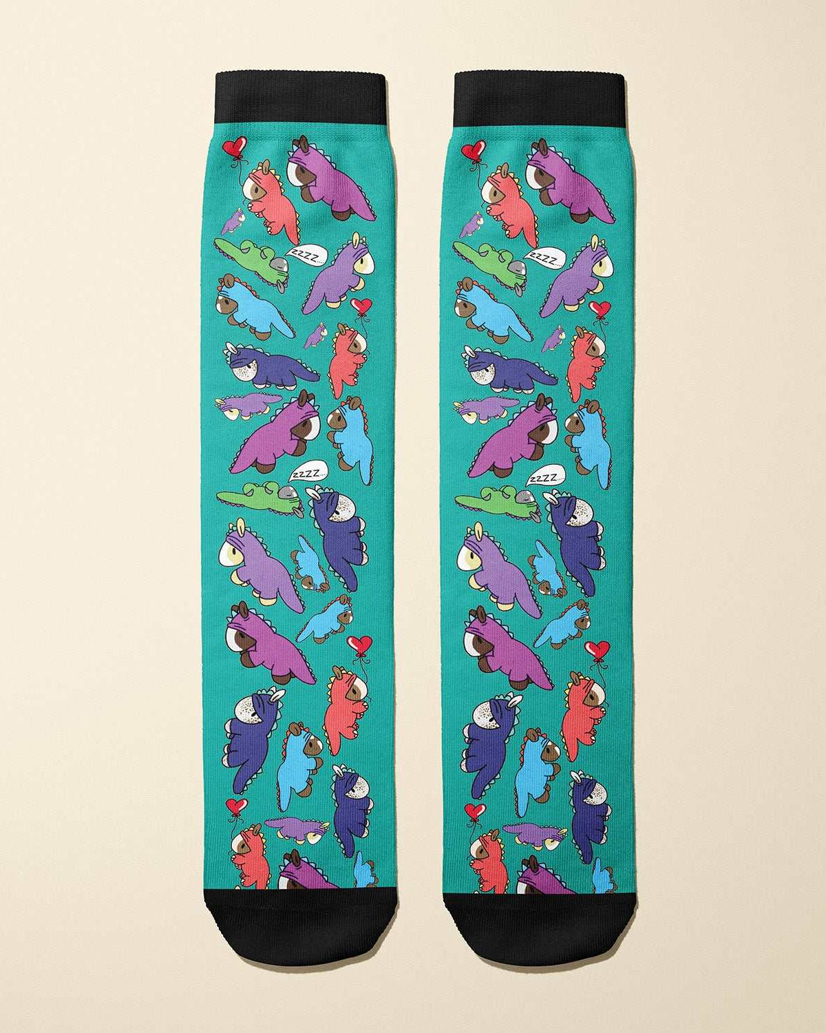 Limited edition Dino Snore 2020 boot socks with dinosaur pajamas design for equestrians