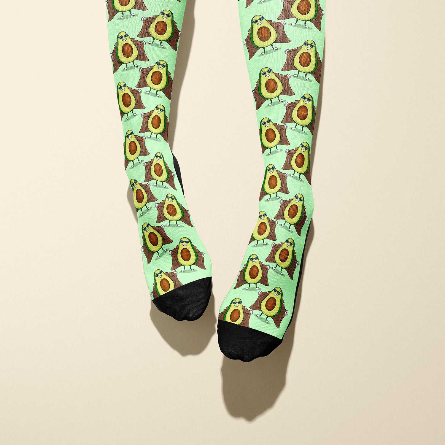 Limited edition Peep Show 2020 boot socks with avocado in trench coat design