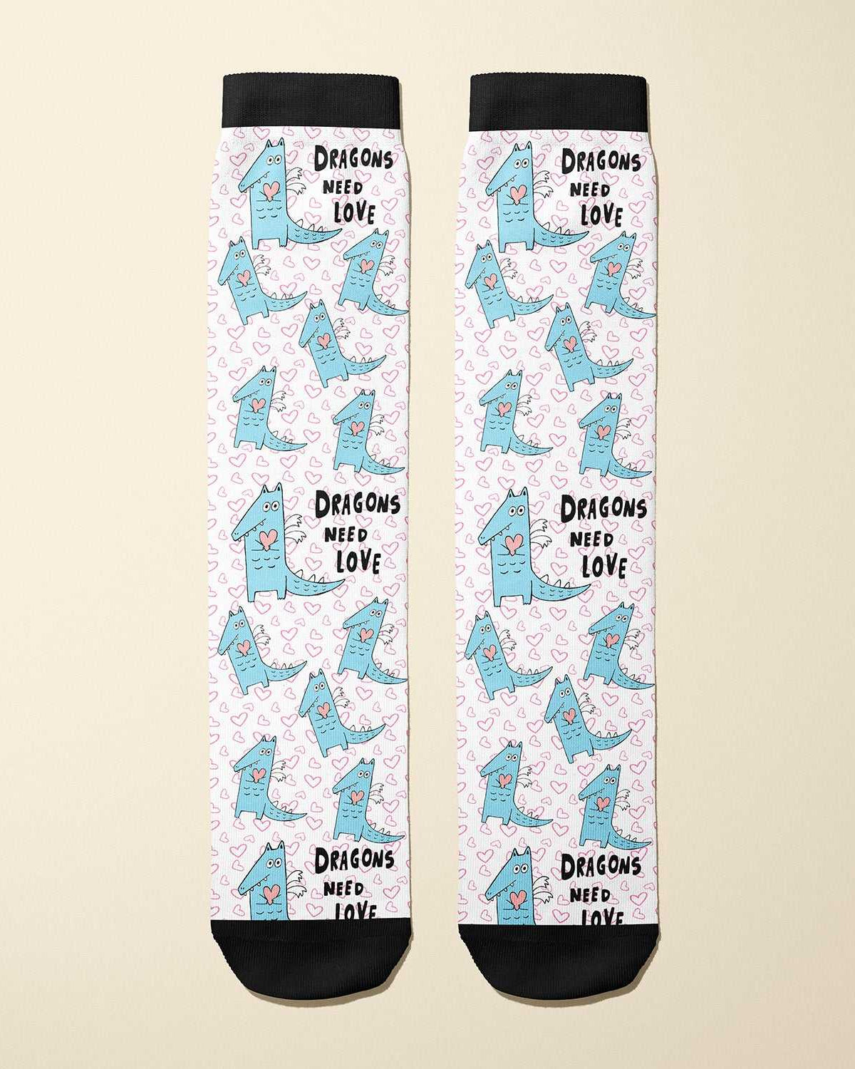 Limited edition Dragons Need Love 2021 boot socks for equestrians, soft and stretchy, made in the USA