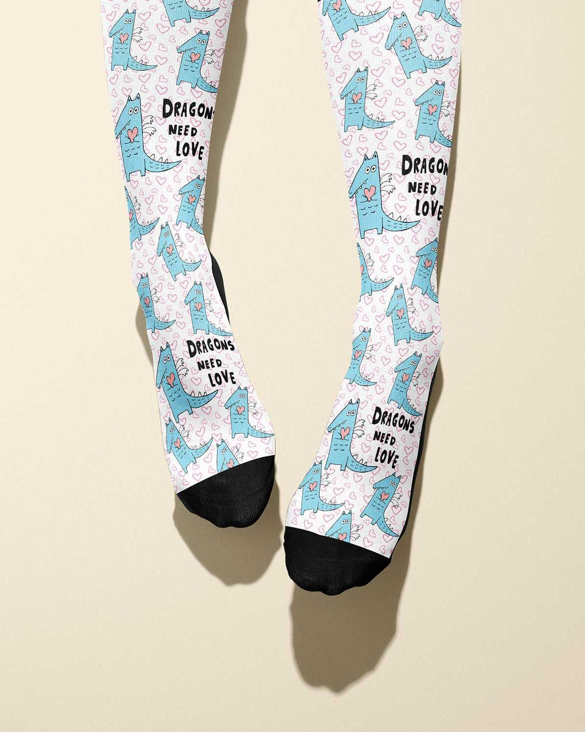Limited edition Dragons Need Love 2021 boot socks for equestrians, soft and stretchy, made in the USA