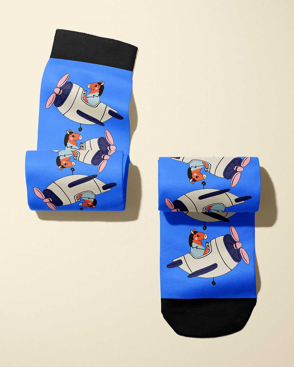 Limited edition Horse Pilot 2022 boot socks with flying horse design, soft and stretchy, made in USA