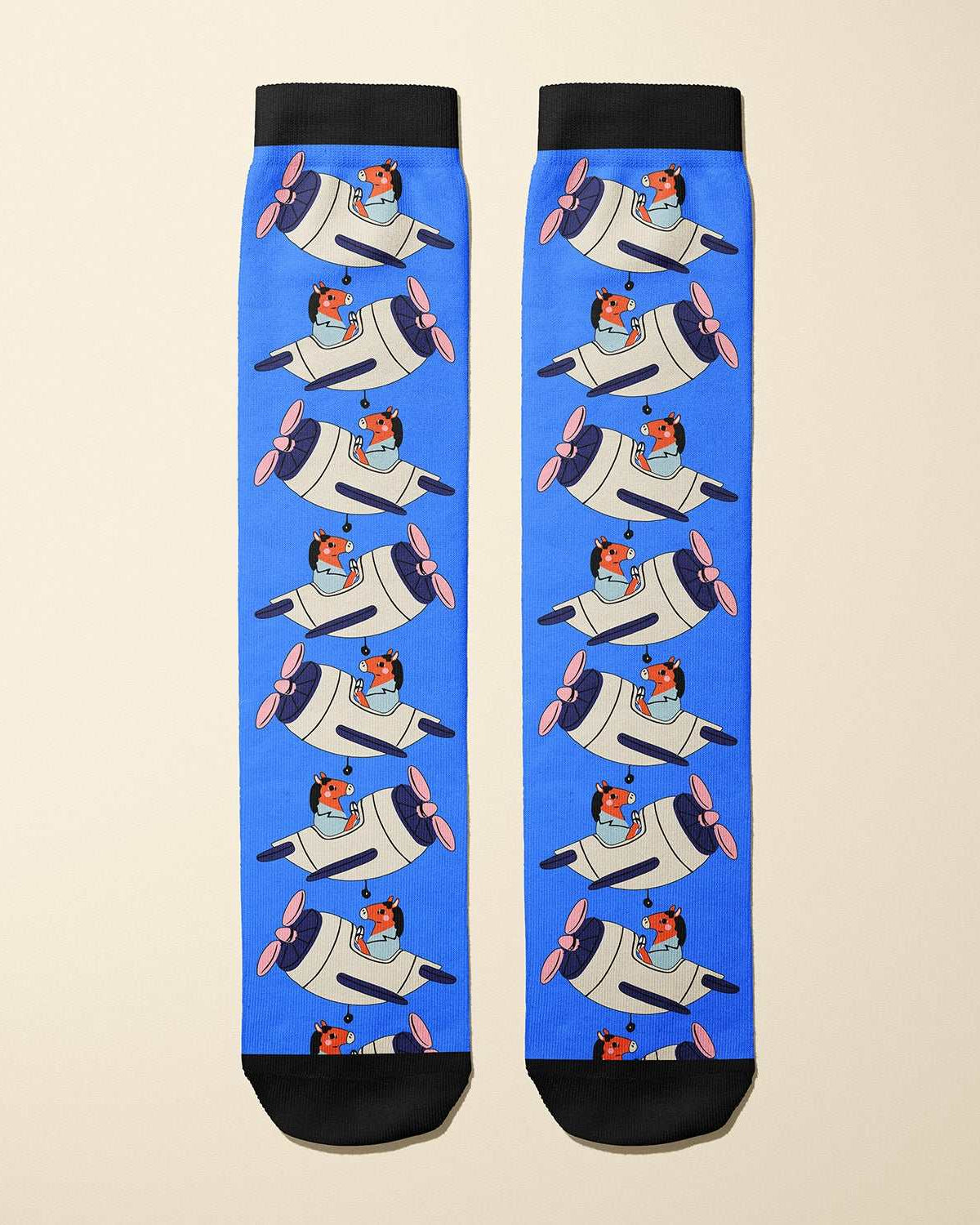 Limited edition Horse Pilot 2022 boot socks featuring a flying horse pilot design, soft and stretchy, made in the USA