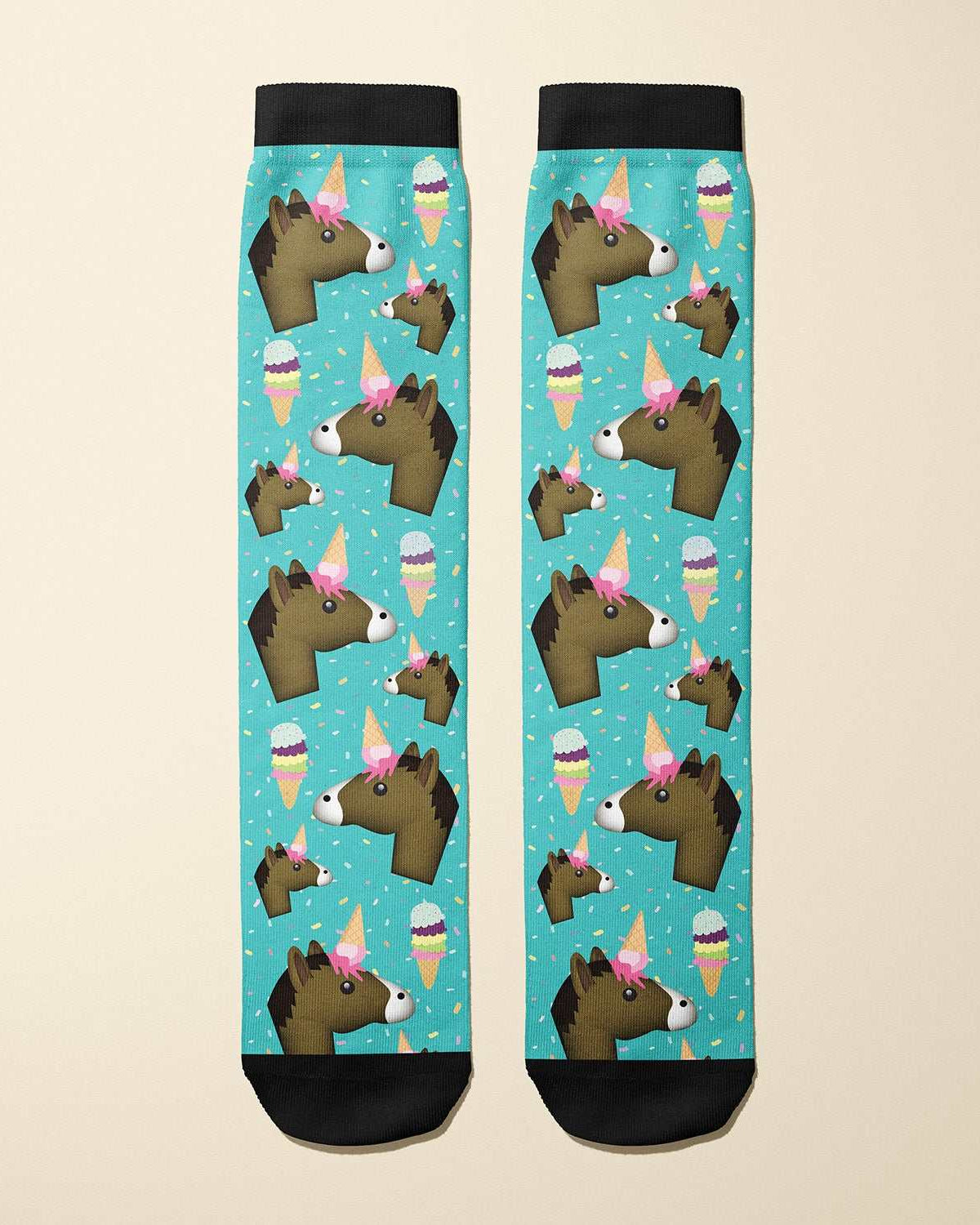 Limited edition unicorn ice cream cone boot socks for equestrians