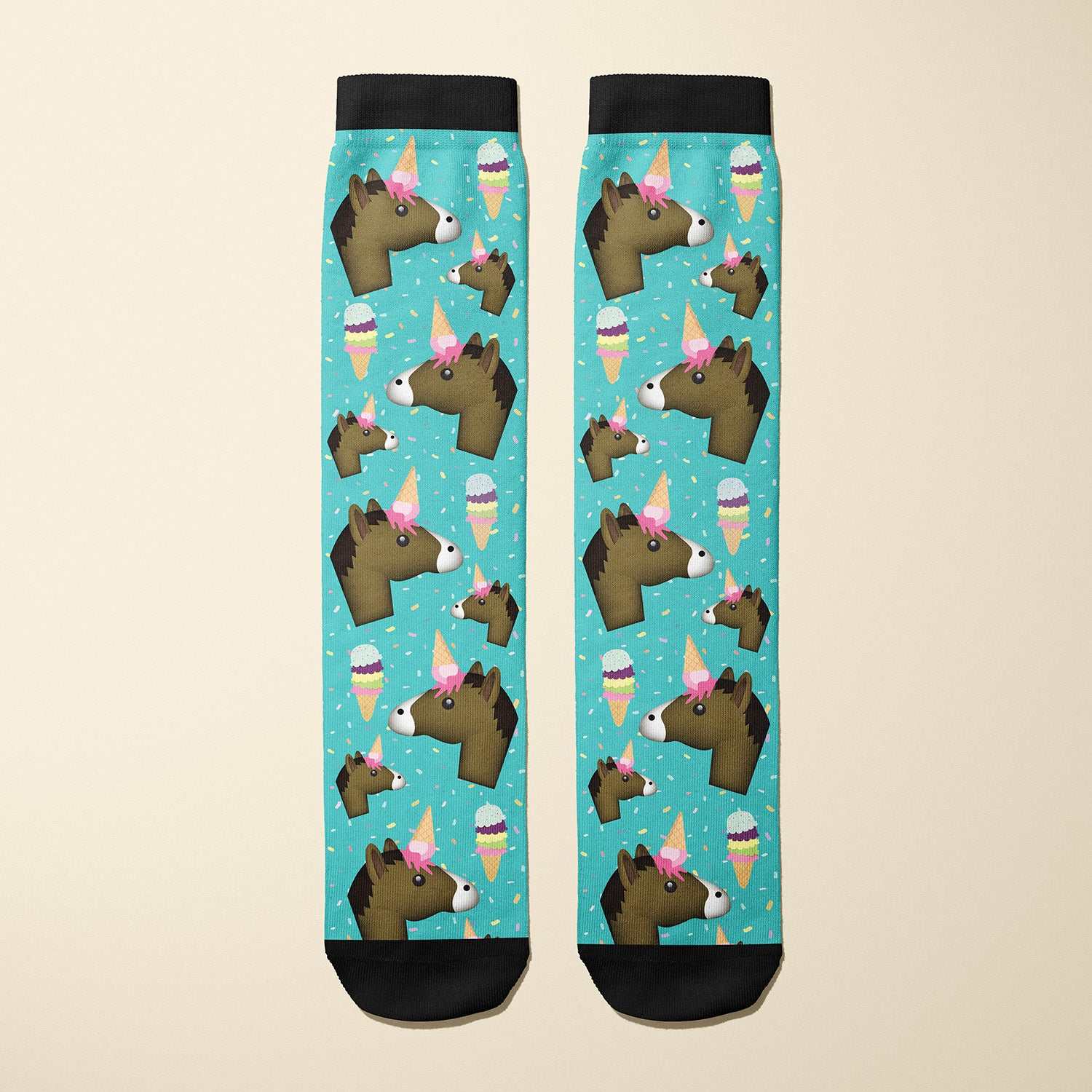Limited edition unicorn ice cream cone boot socks for equestrians