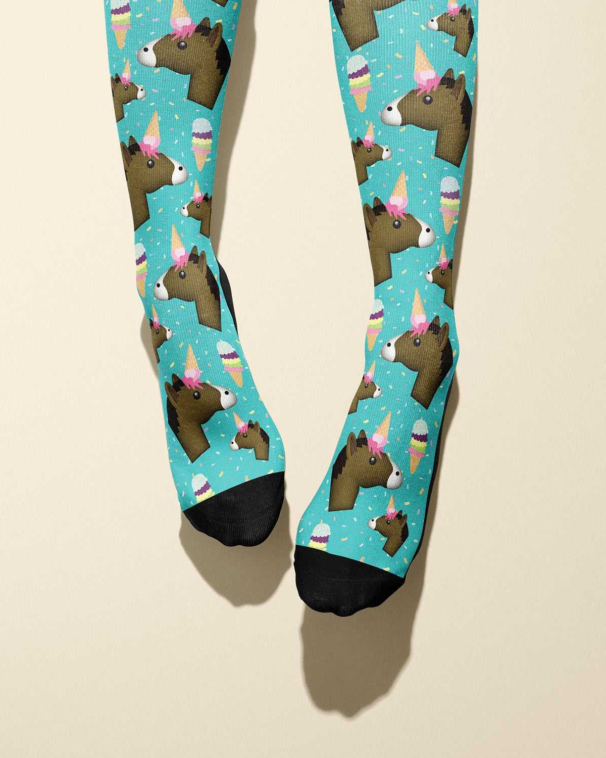 Limited edition unicorn ice cream cone boot socks for equestrians