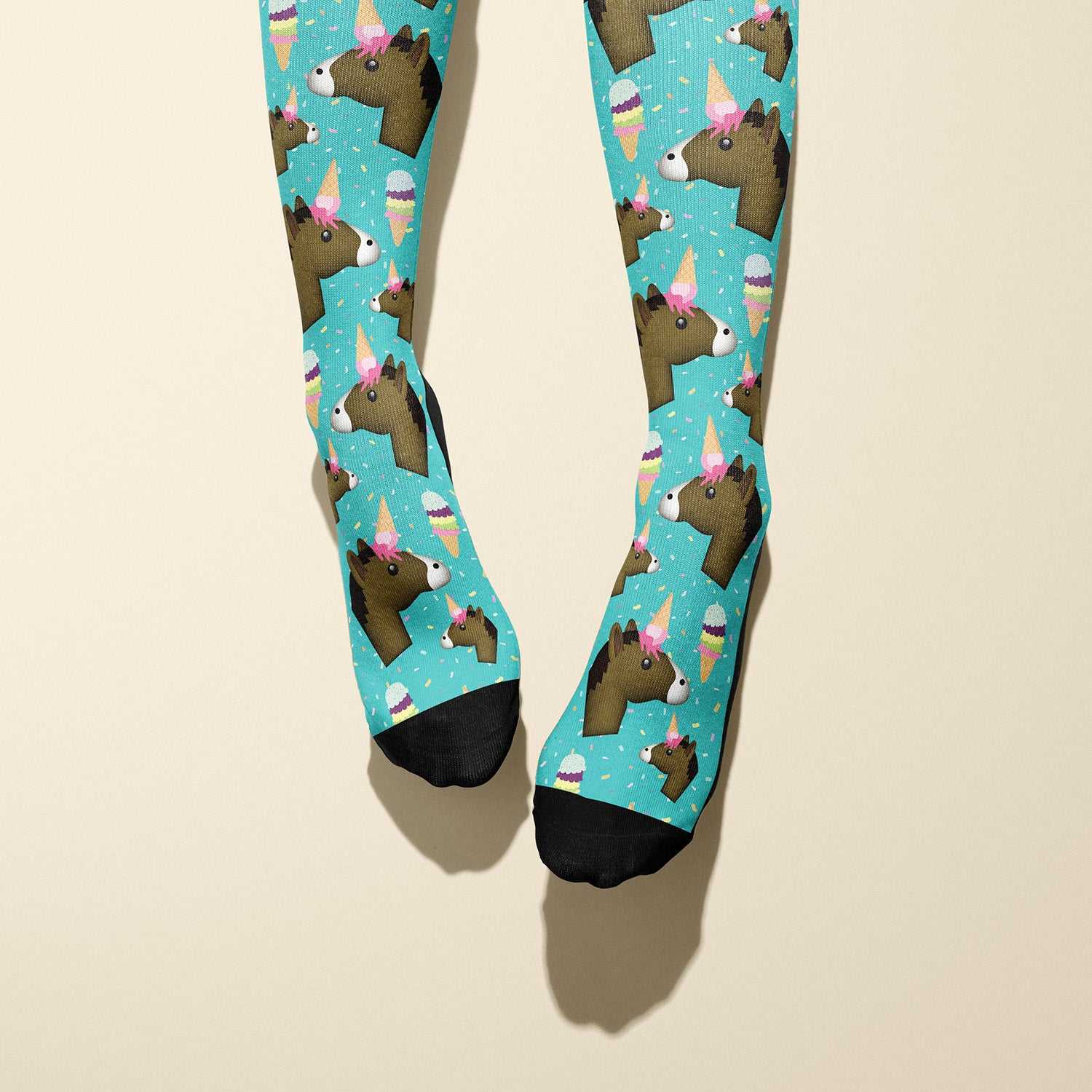 Limited edition unicorn ice cream cone boot socks for equestrians