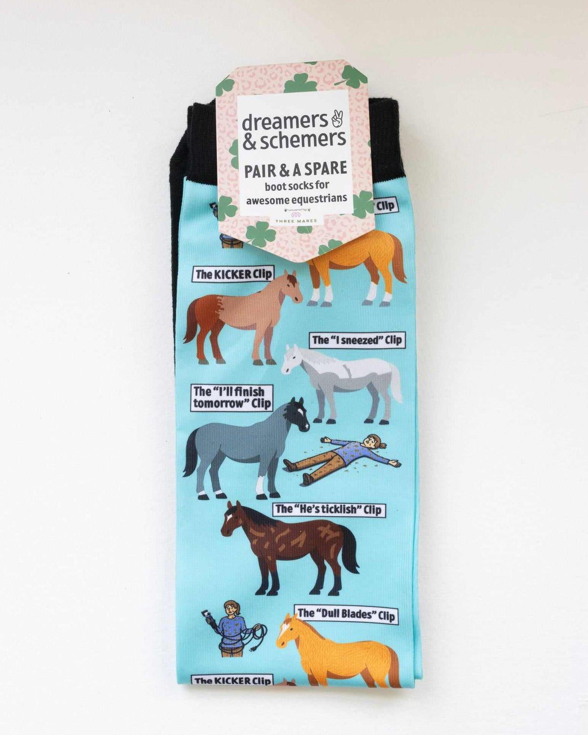 Clipart Pair & a Spare equestrian boot socks in their header card, by Dreamers & Schemers