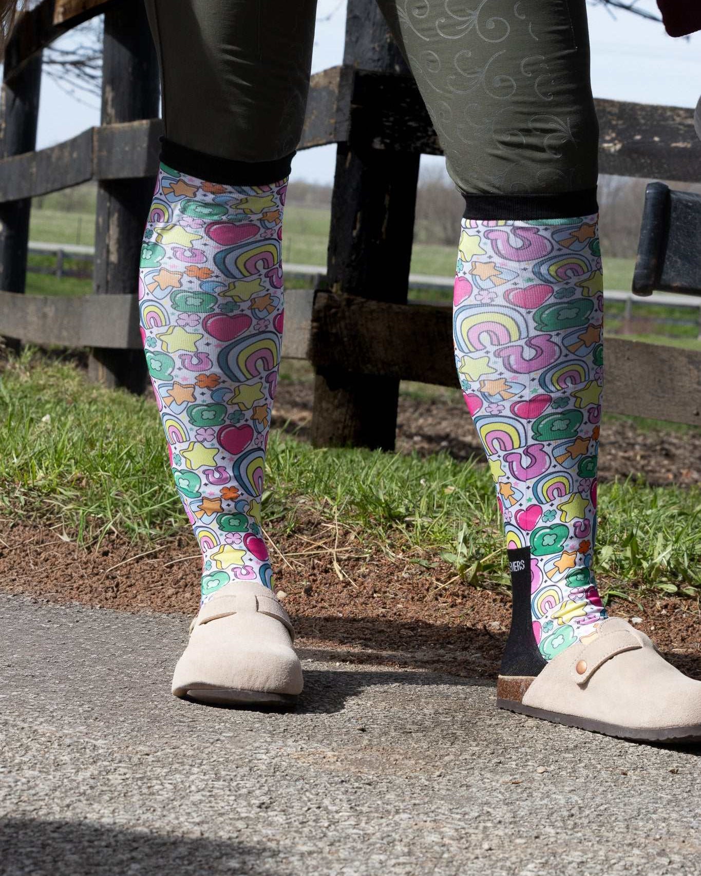 Full Of Luck 2.0 Pair & a Spare equestrian boot socks with lucky horseshoe clover, by Dreamers & Schemers