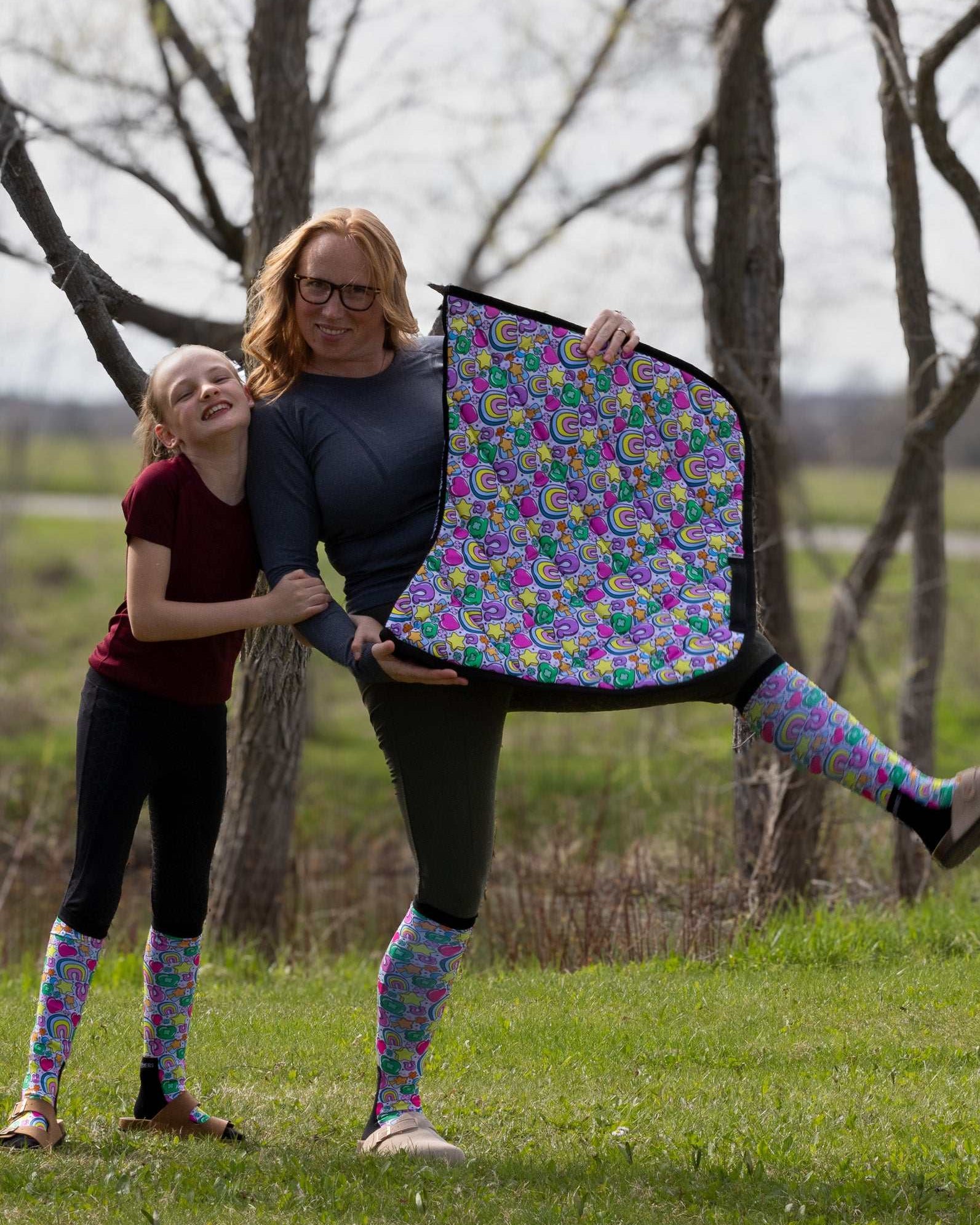 Full Of Luck 2.0 Pair & a Spare equestrian boot socks, showing the full pattern layout