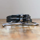 ManeJane Silver Fox Spur Straps Spur Straps — black leather, non-stretch, hero image for English riders.