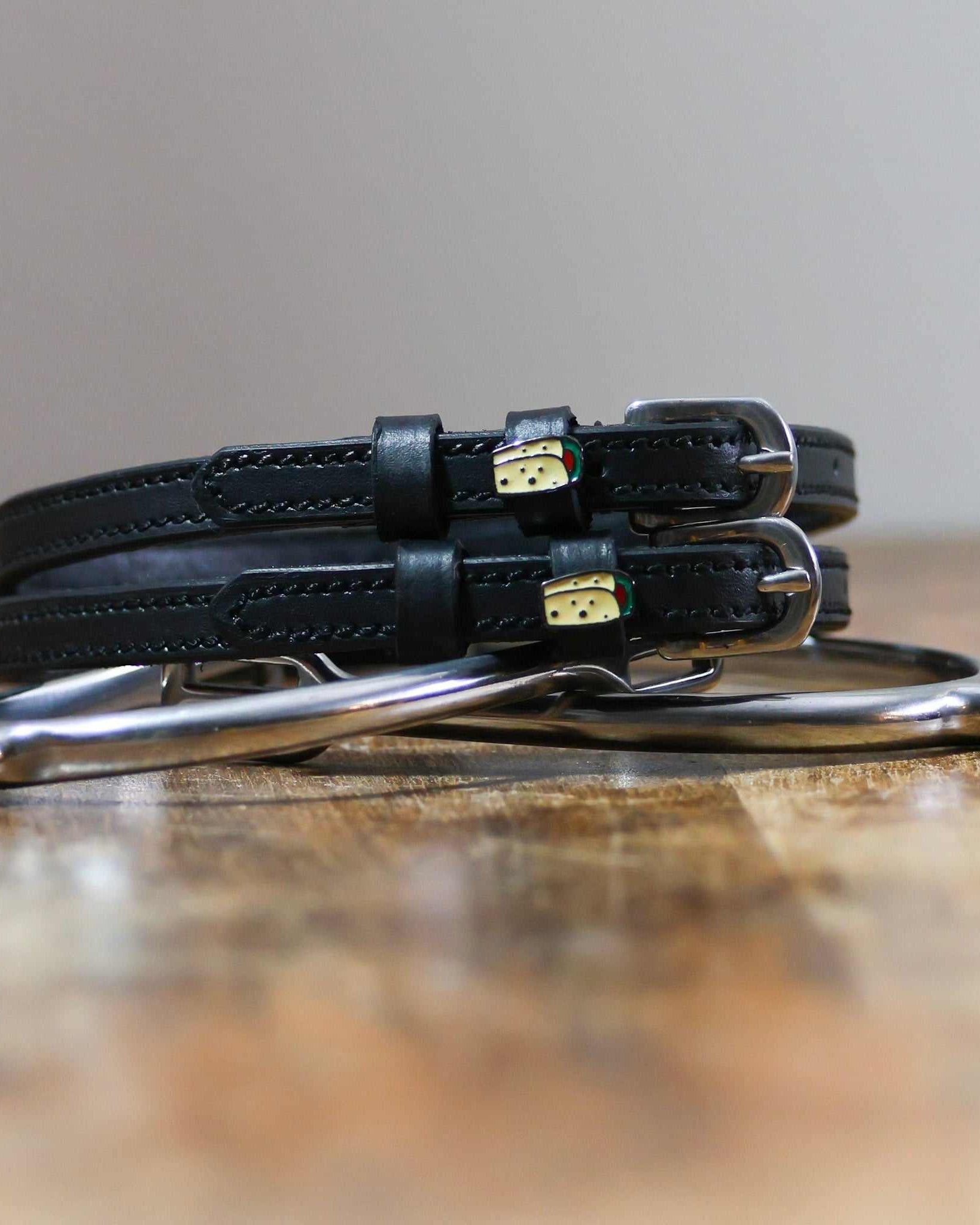 ManeJane Burrito Spur Straps Spur Straps — black leather, non-stretch, hero image for English riders.