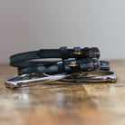 ManeJane Carrot Spur Straps Spur Straps — black leather, non-stretch, hero image for English riders.