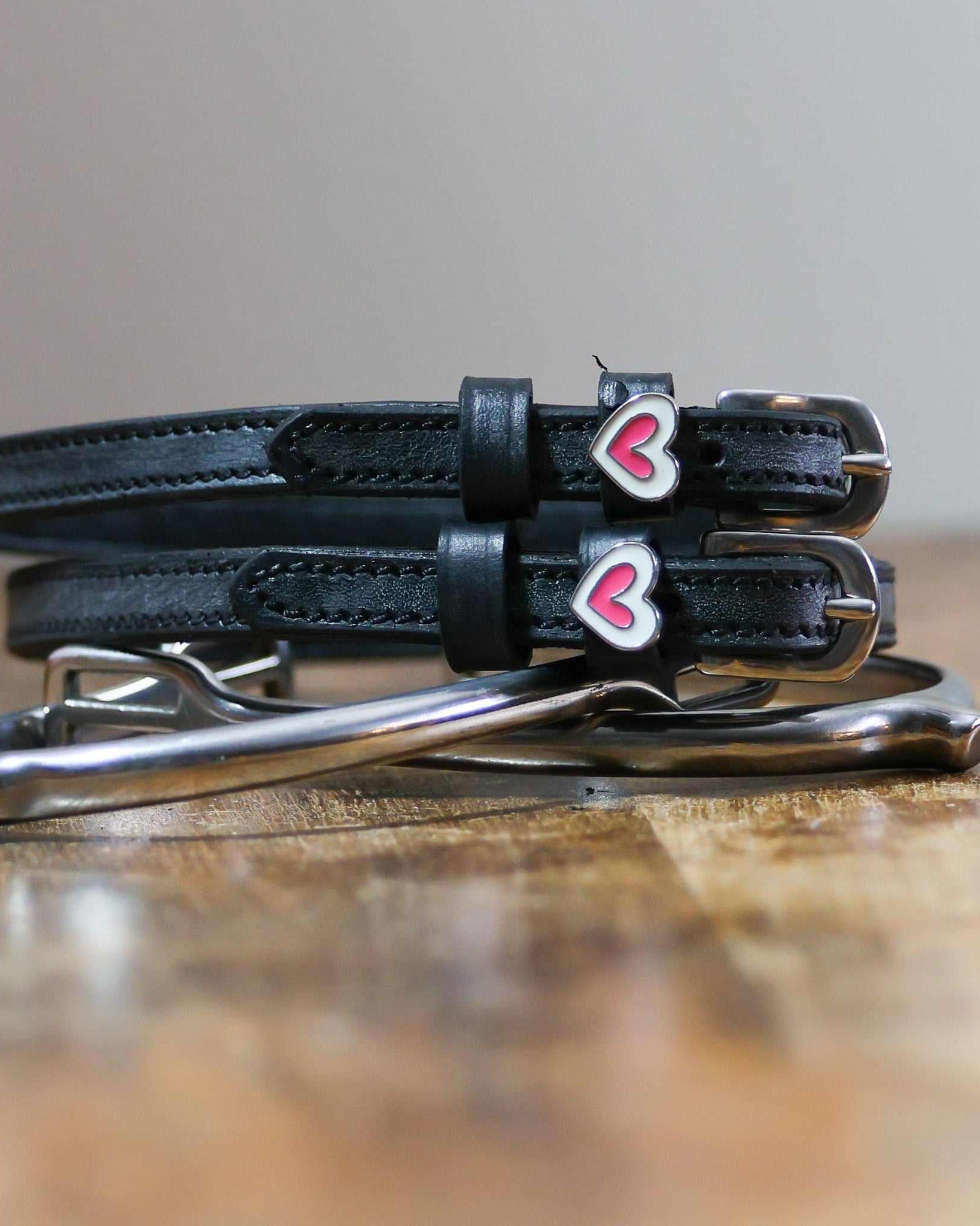Heart Smooshes patterned spur straps, equestrian accessory by ManeJane