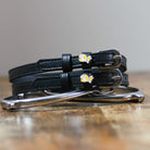 ManeJane Corgi Butts Spur Straps Spur Straps — black leather, non-stretch, hero image for English riders.