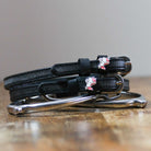 ManeJane Phat Unicorn Spur Straps Spur Straps — black leather, non-stretch, hero image for English riders.