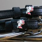 Phat Unicorn Spur Straps black leather with silver unicorn charm and stainless steel buckle