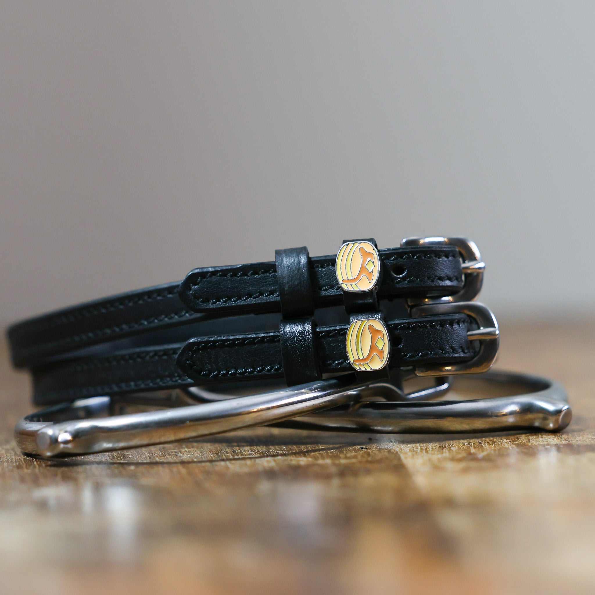 ManeJane Pancakes Spur Straps Spur Straps — black leather, non-stretch, hero image for English riders.