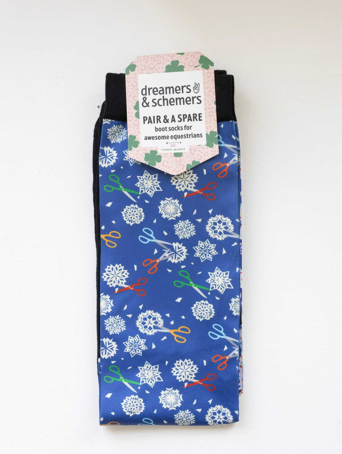 Shear Magic Pair & a Spare equestrian boot socks in their header card, by Dreamers & Schemers