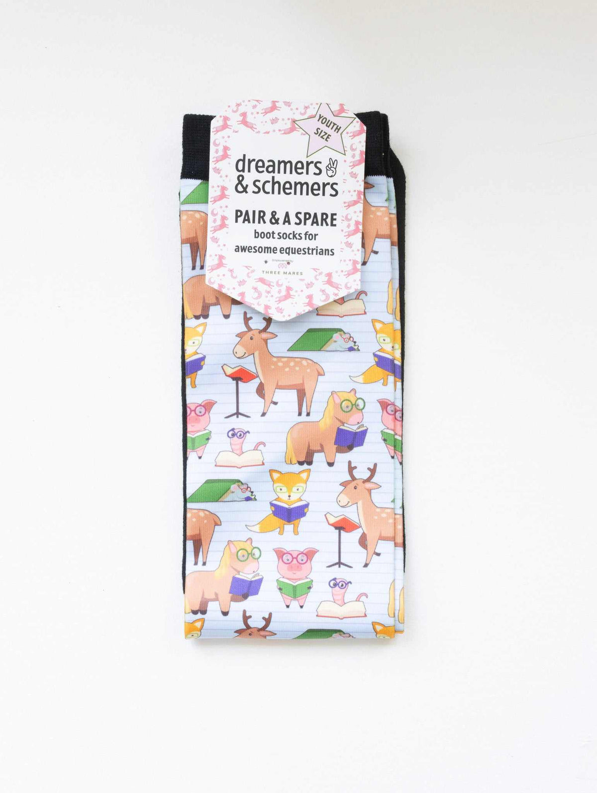 Bookworm Youth Pair & a Spare riding boot socks for young equestrians, by Dreamers & Schemers
