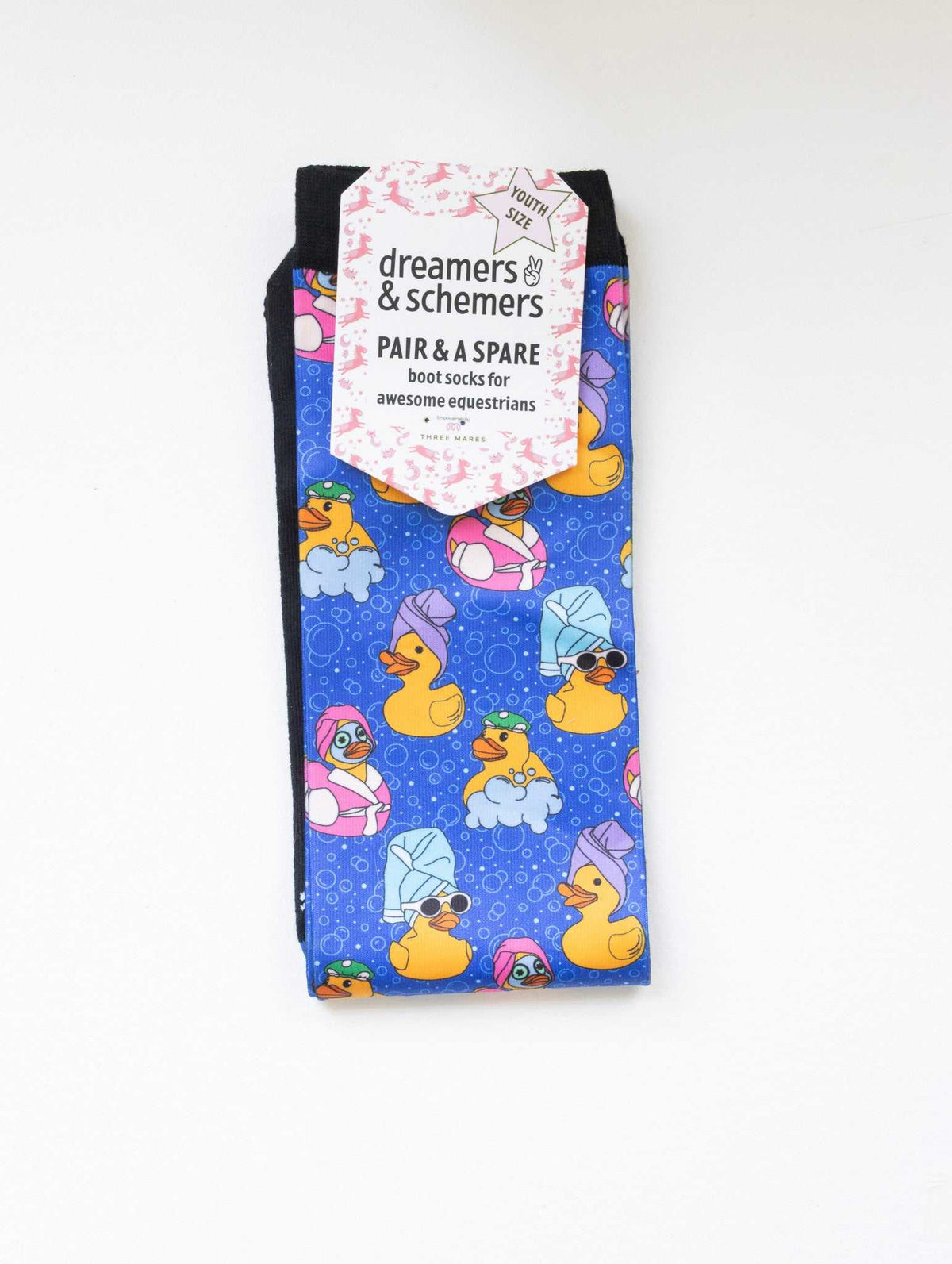 Rub A Dub Duck Youth Pair & a Spare riding boot socks for young equestrians, by Dreamers & Schemers