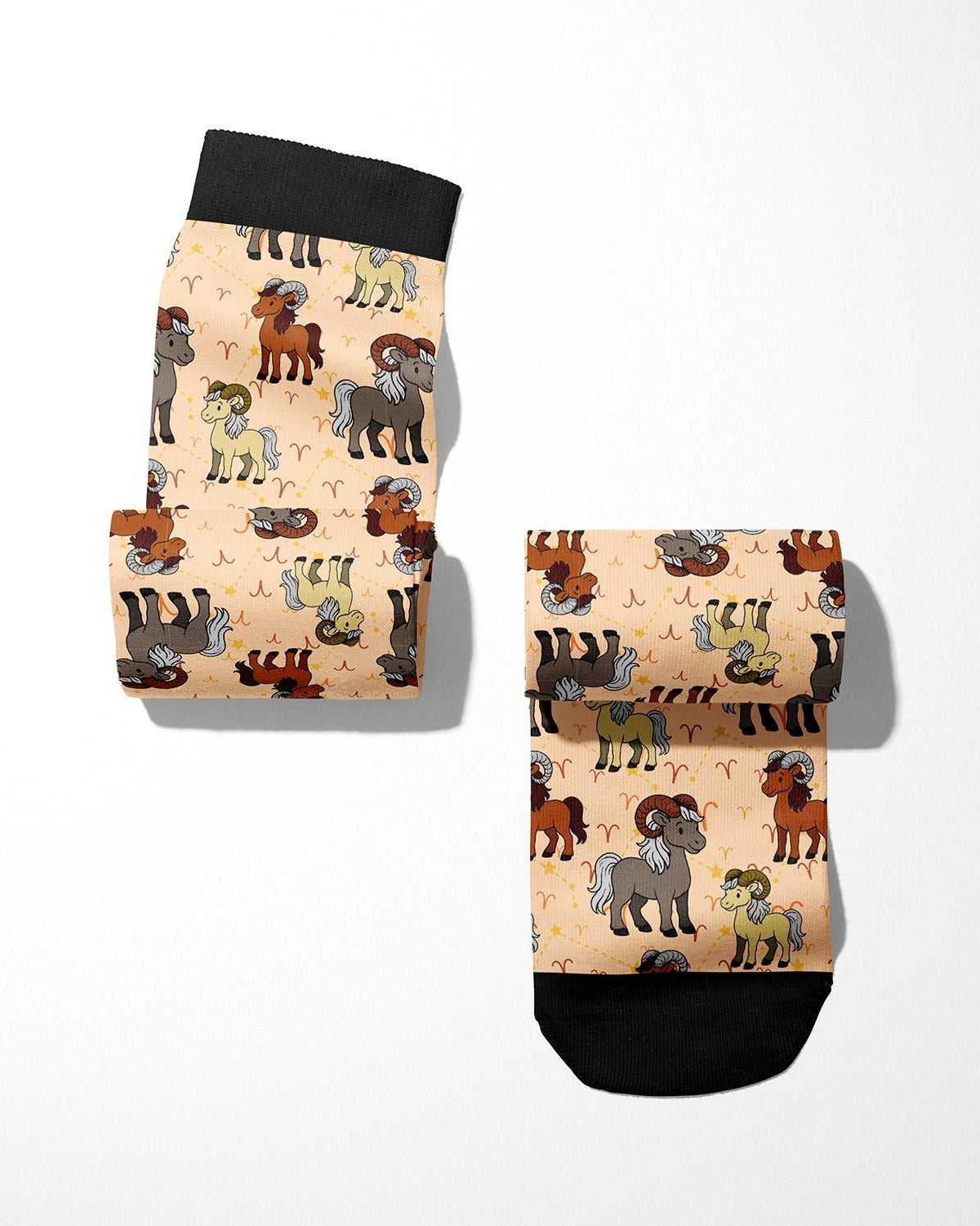 Limited Aries Zodiac boot socks with ram patterns, made in the USA, one size fits most