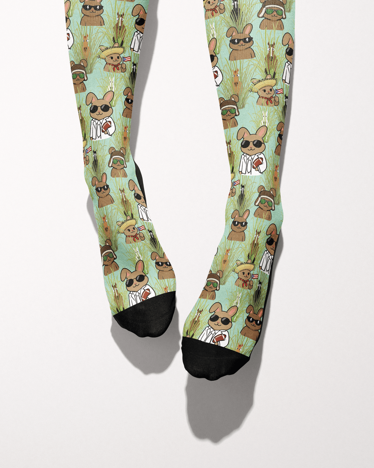 Bad Bunny Socks limited edition equestrian boot socks in green, alternate angle, by Dreamers & Schemers