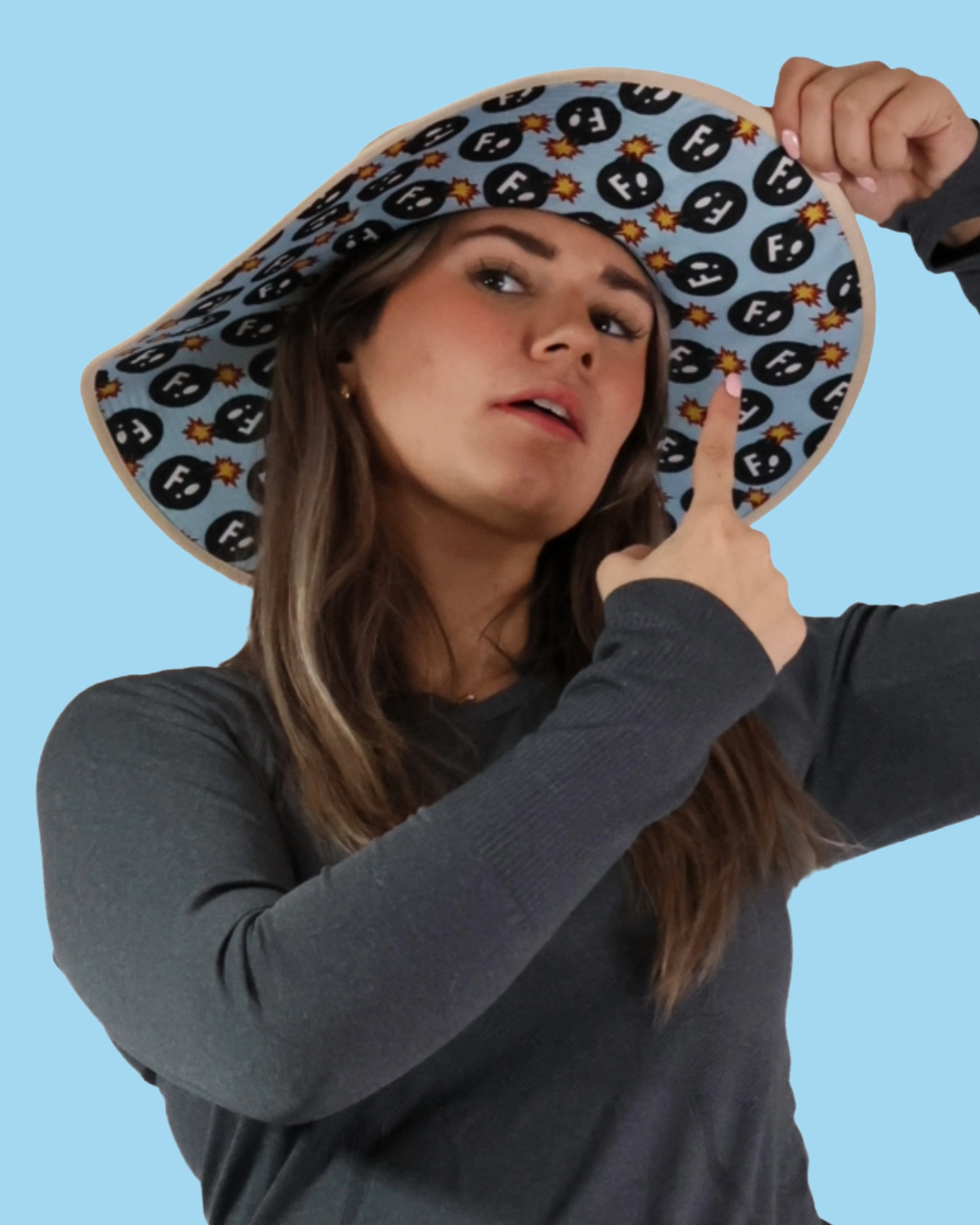 Hay Sunshine F Bomb Hat with hidden F Bombs pattern under brim, stylish sun protection for equestrians