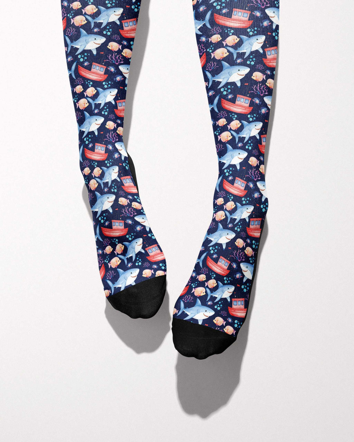 Jaws secret limited edition boot socks with shark jaws ocean in blue, by Dreamers & Schemers