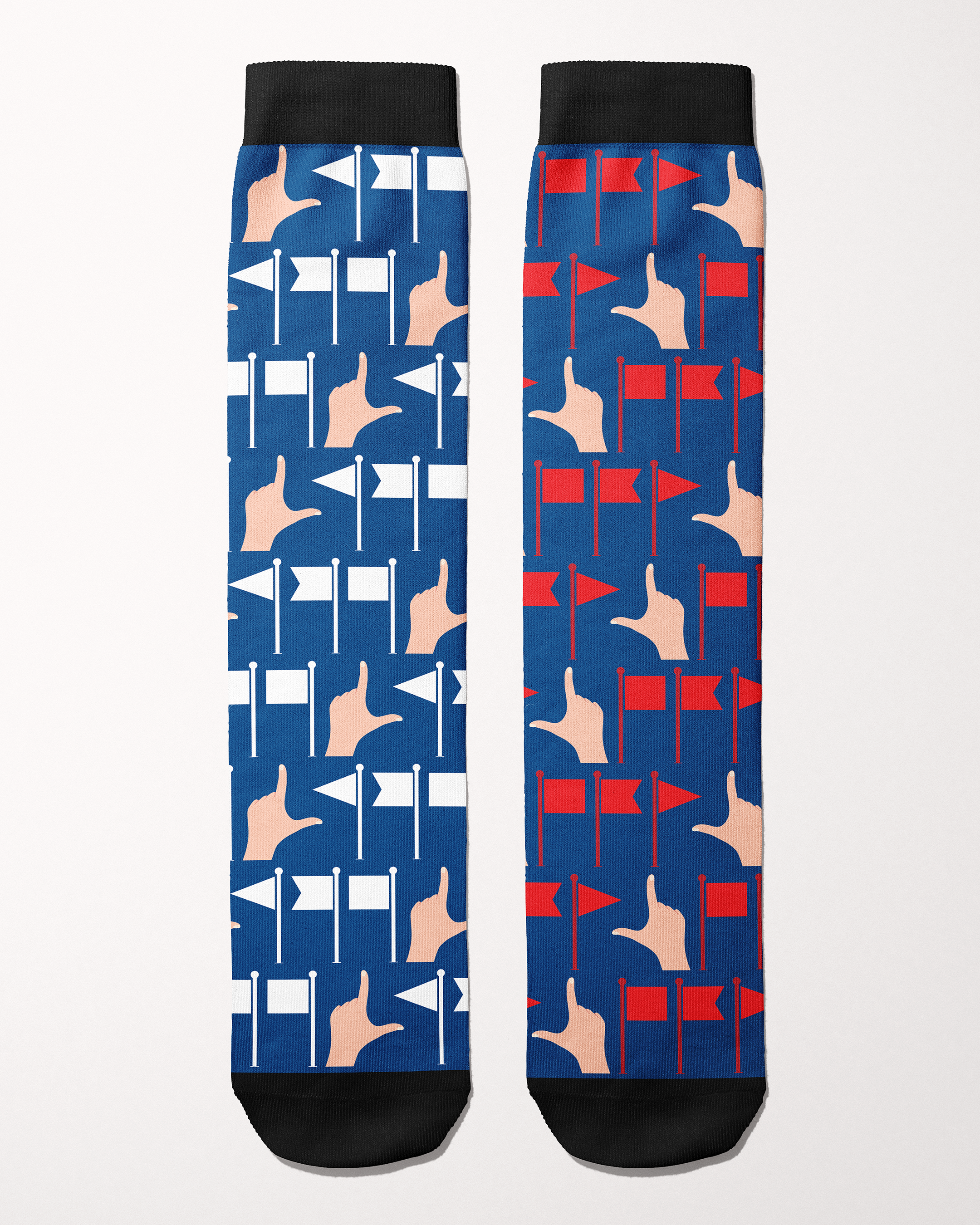 Limited edition Insanity in the Middle boot socks made in the USA, one pair per order, print to order, no returns