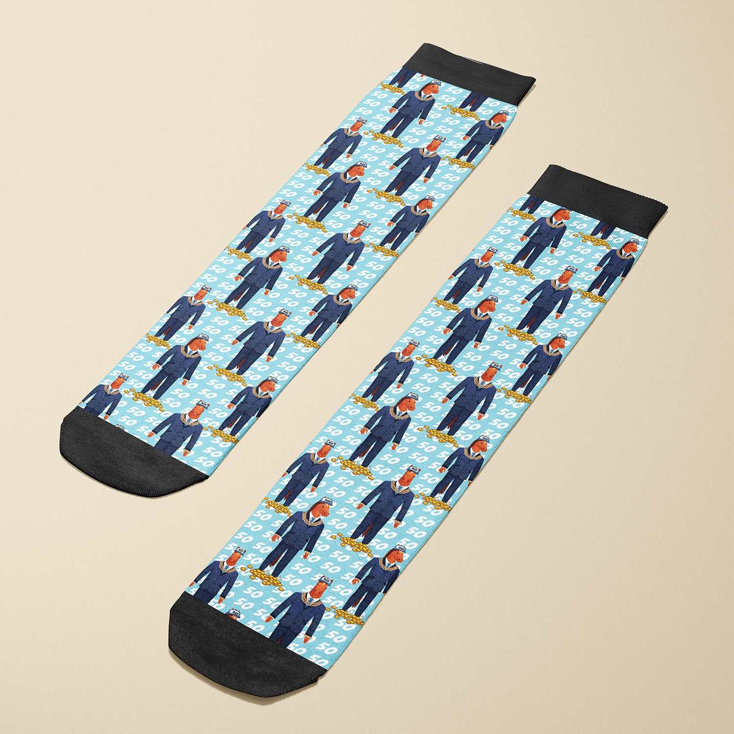 Limited edition boot socks with unique character design, soft and stretchy, made in the USA