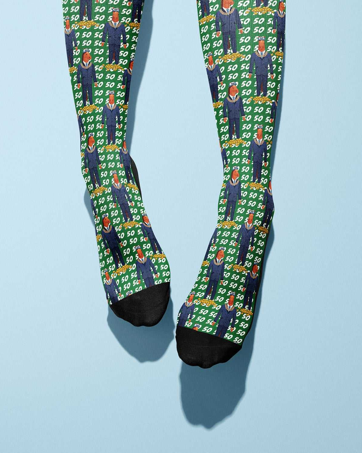 Limited Edition Da Pony Shop colorful boot socks with 50 cent design