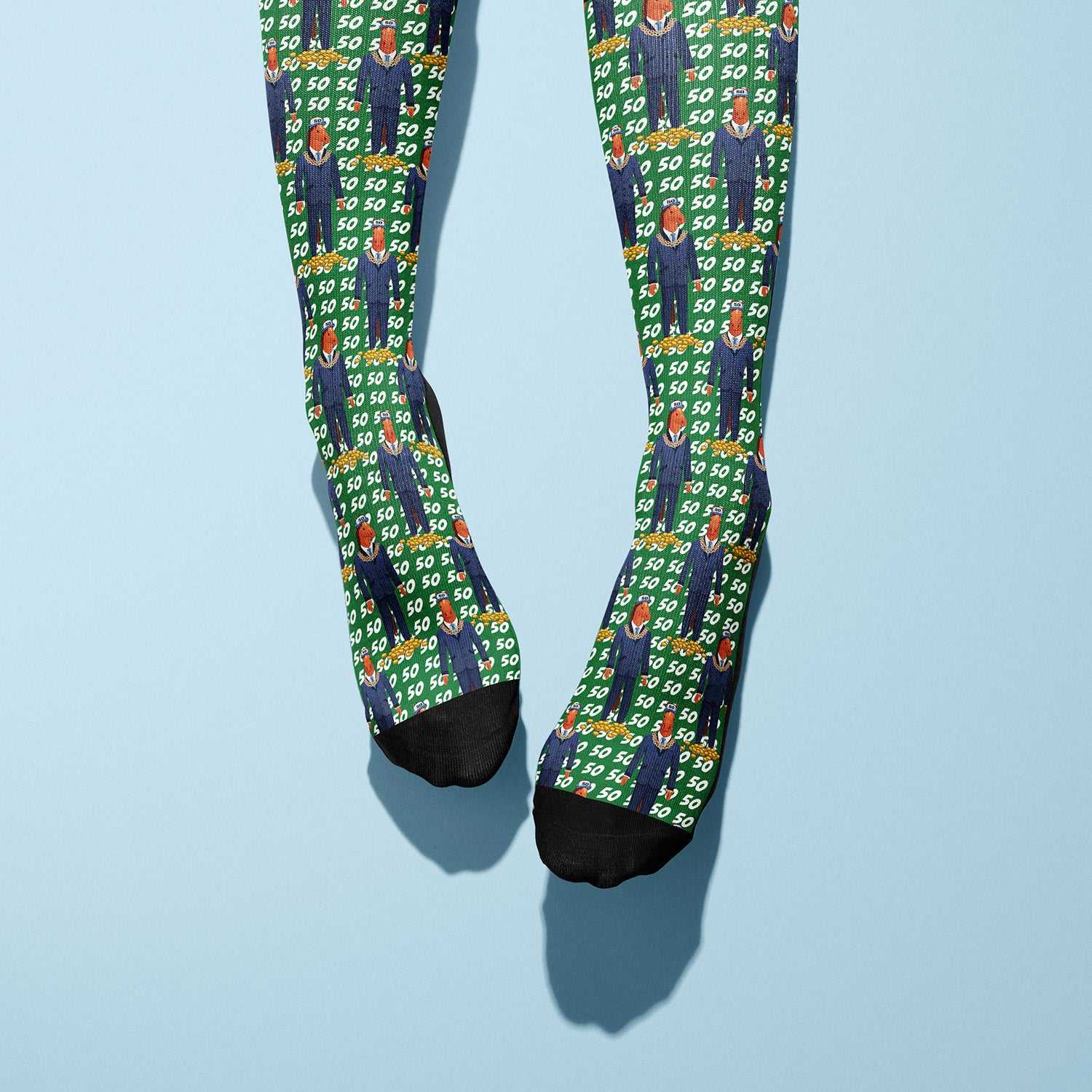 Limited Edition Da Pony Shop colorful boot socks with 50 cent design