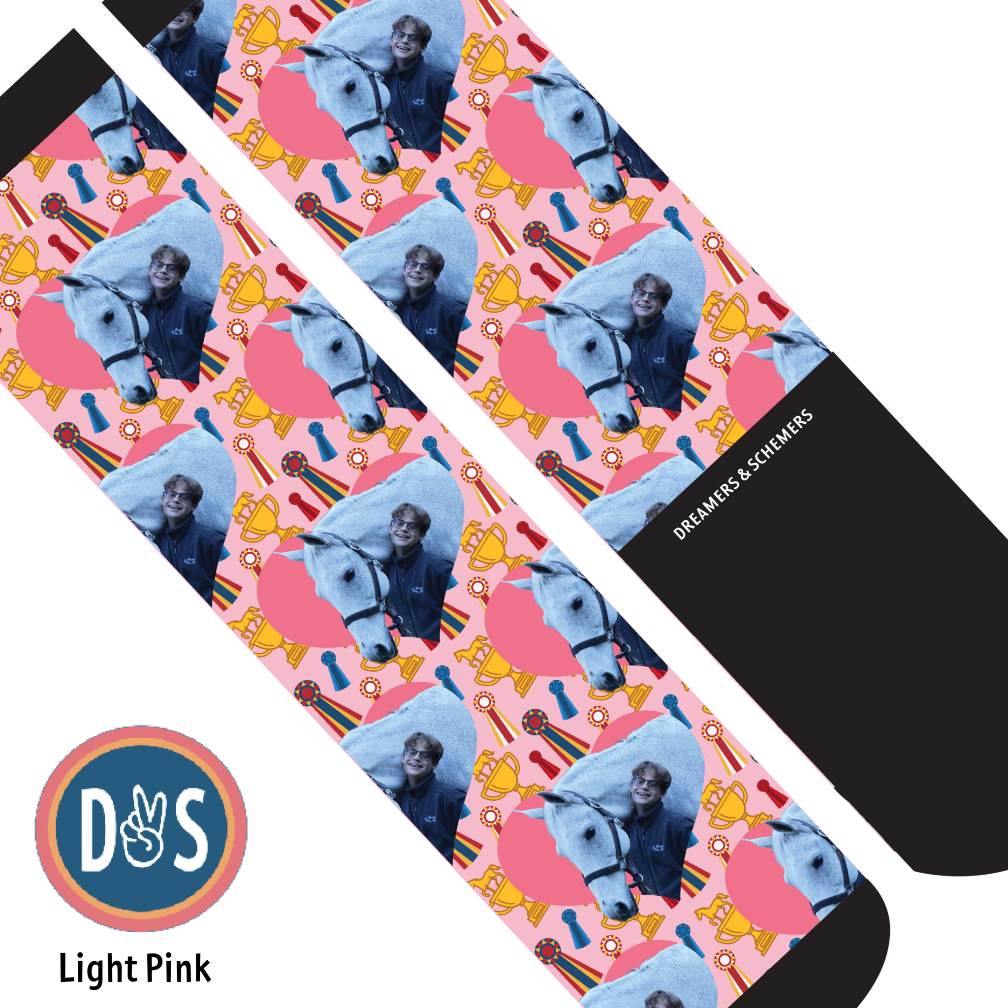 Custom socks with personalized photo and heart pattern design