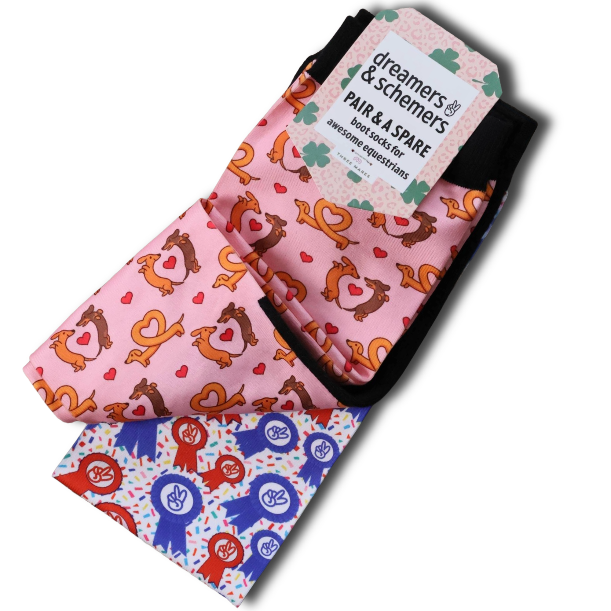 Long Dogs Pair & A Spare Socks black top boot socks with flat-seam toe and breathable knit in pack of three