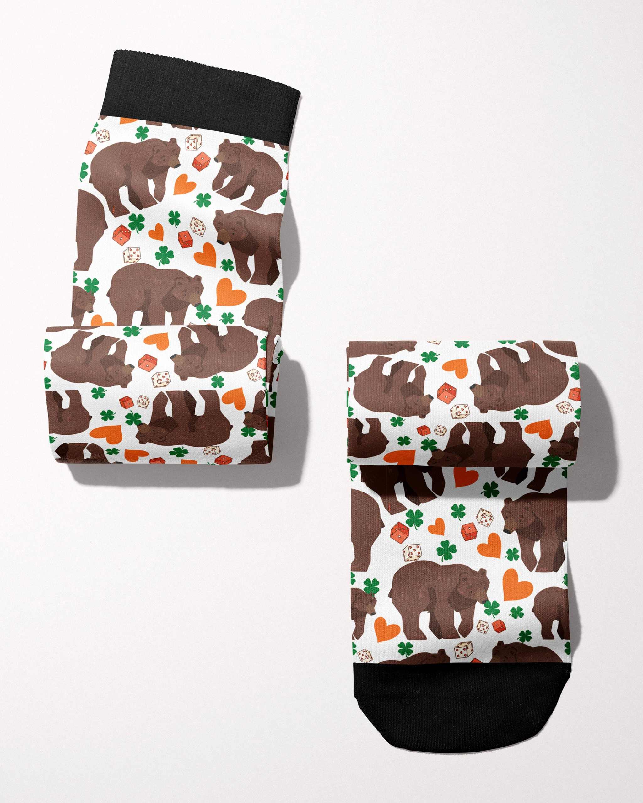 Lucky Bears secret limited edition boot socks, alternate angle, by Dreamers & Schemers