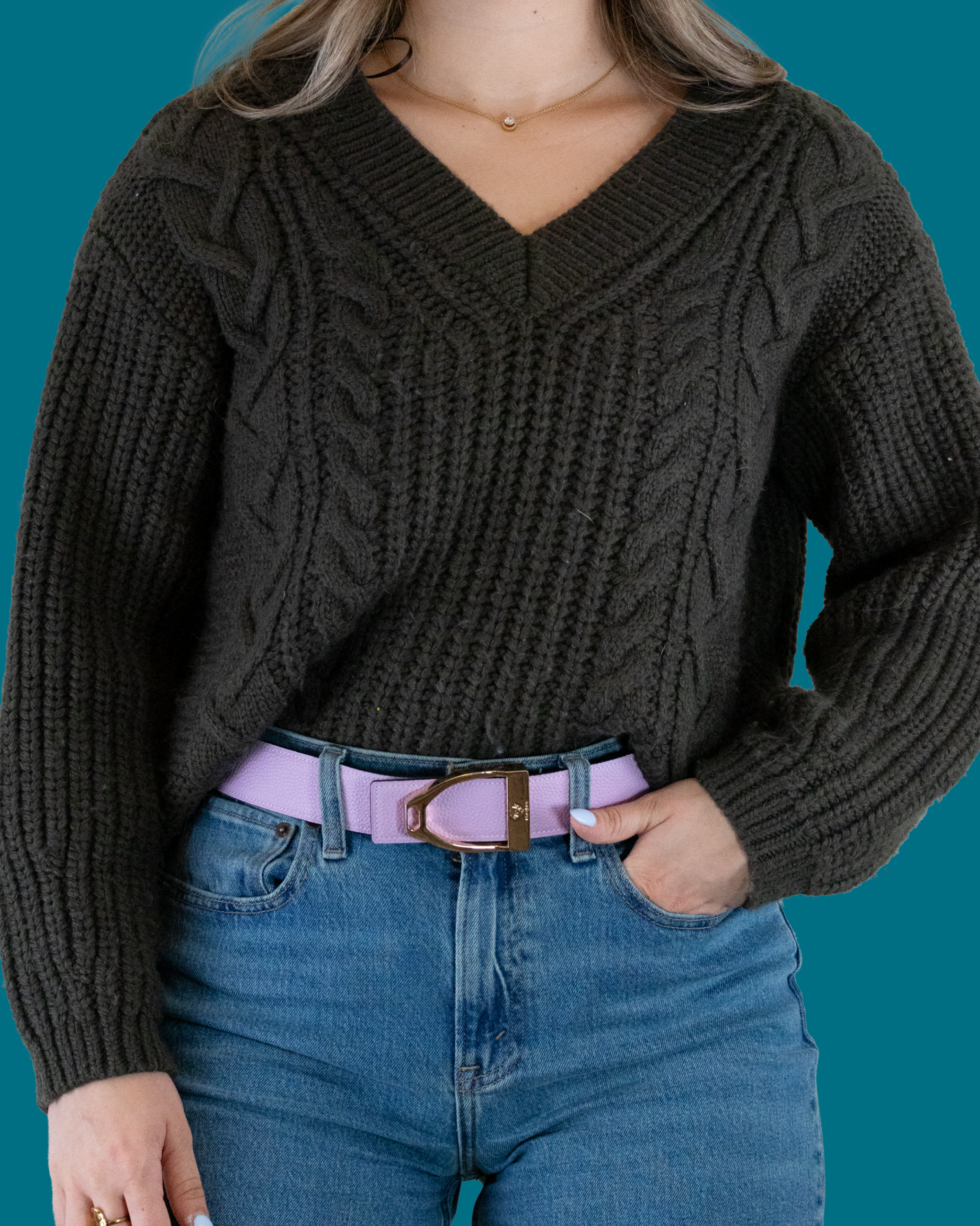 Chocolate and lavender reversible leather belt strap with clean lines and premium craftsmanship